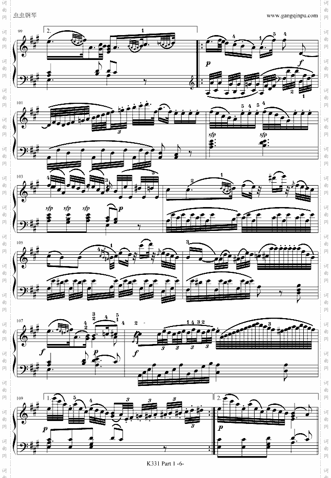 A大调奏鸣曲_带指法第一乐章