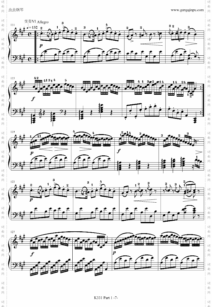 A大调奏鸣曲_带指法第一乐章