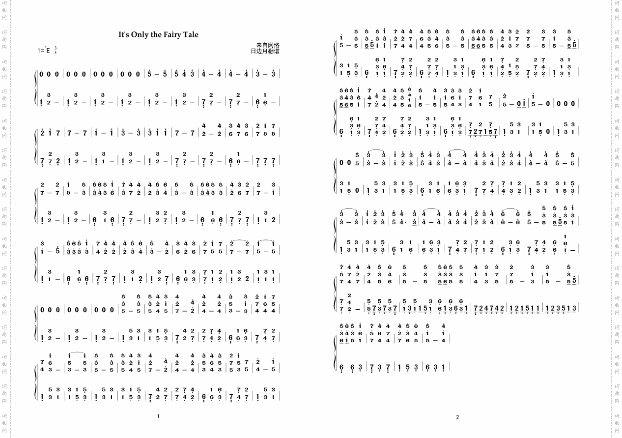 It`sOnlytheFairyTale简谱钢琴曲