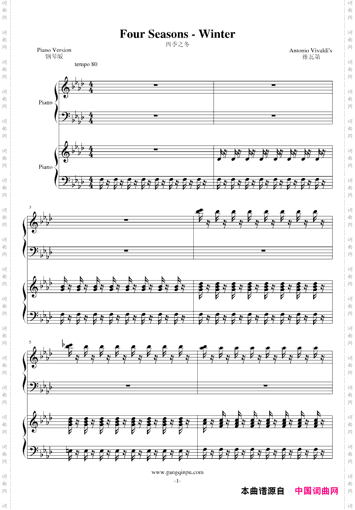FourSeasons-Winter四季之冬双钢琴