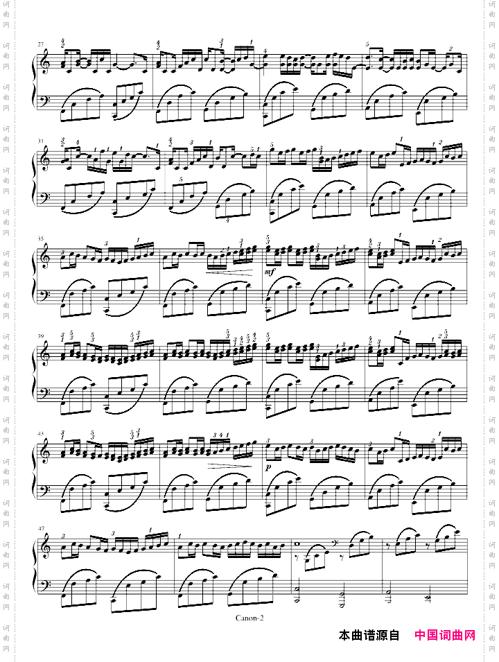 卡农-GeorgeWinston版附指法