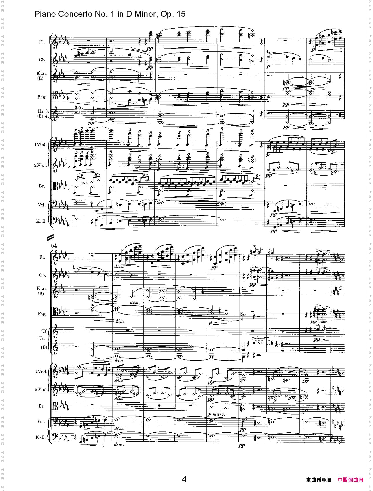 D小调钢琴第一协奏曲,Op.15第一乐章一