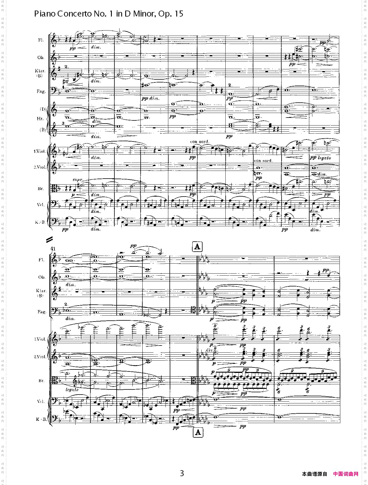D小调钢琴第一协奏曲,Op.15第一乐章一