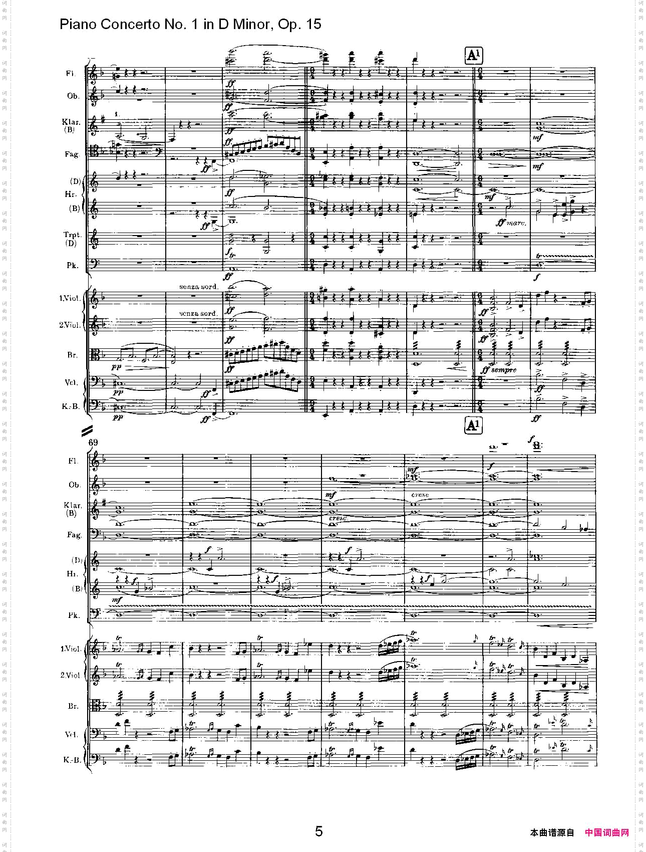 D小调钢琴第一协奏曲,Op.15第一乐章一