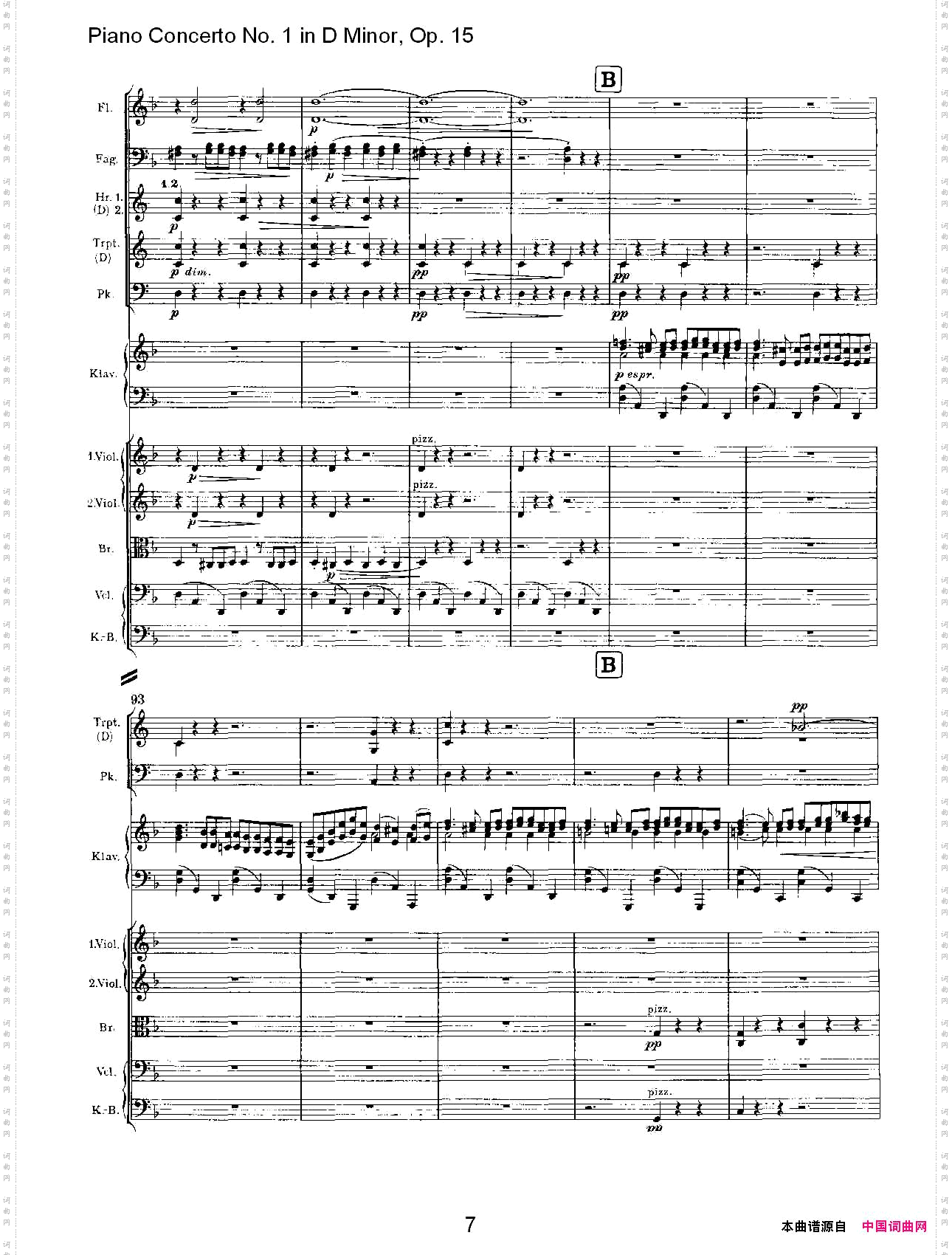 D小调钢琴第一协奏曲,Op.15第一乐章一