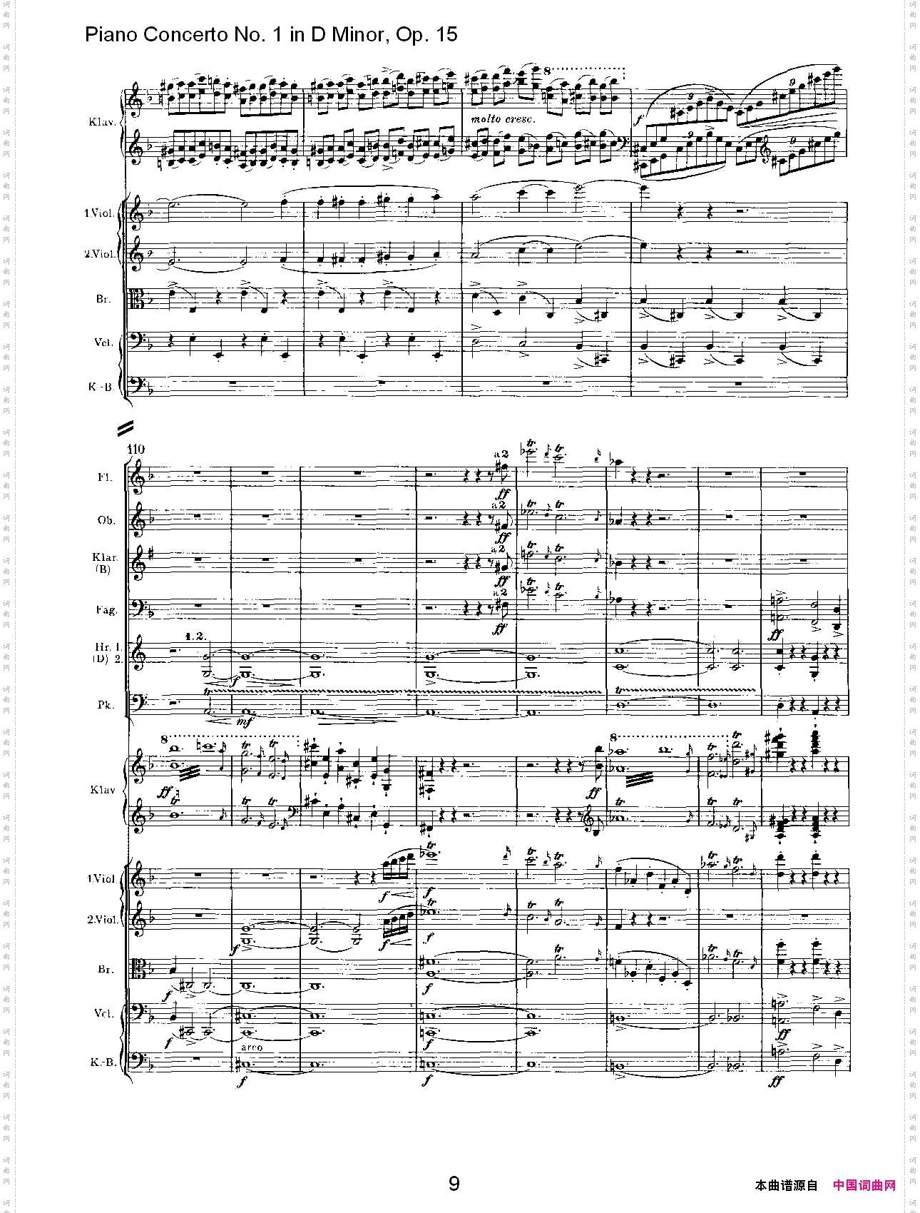 D小调钢琴第一协奏曲,Op.15第一乐章一