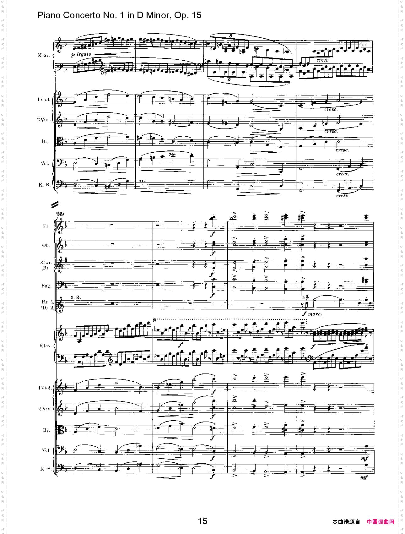 D小调钢琴第一协奏曲,Op.15第一乐章一