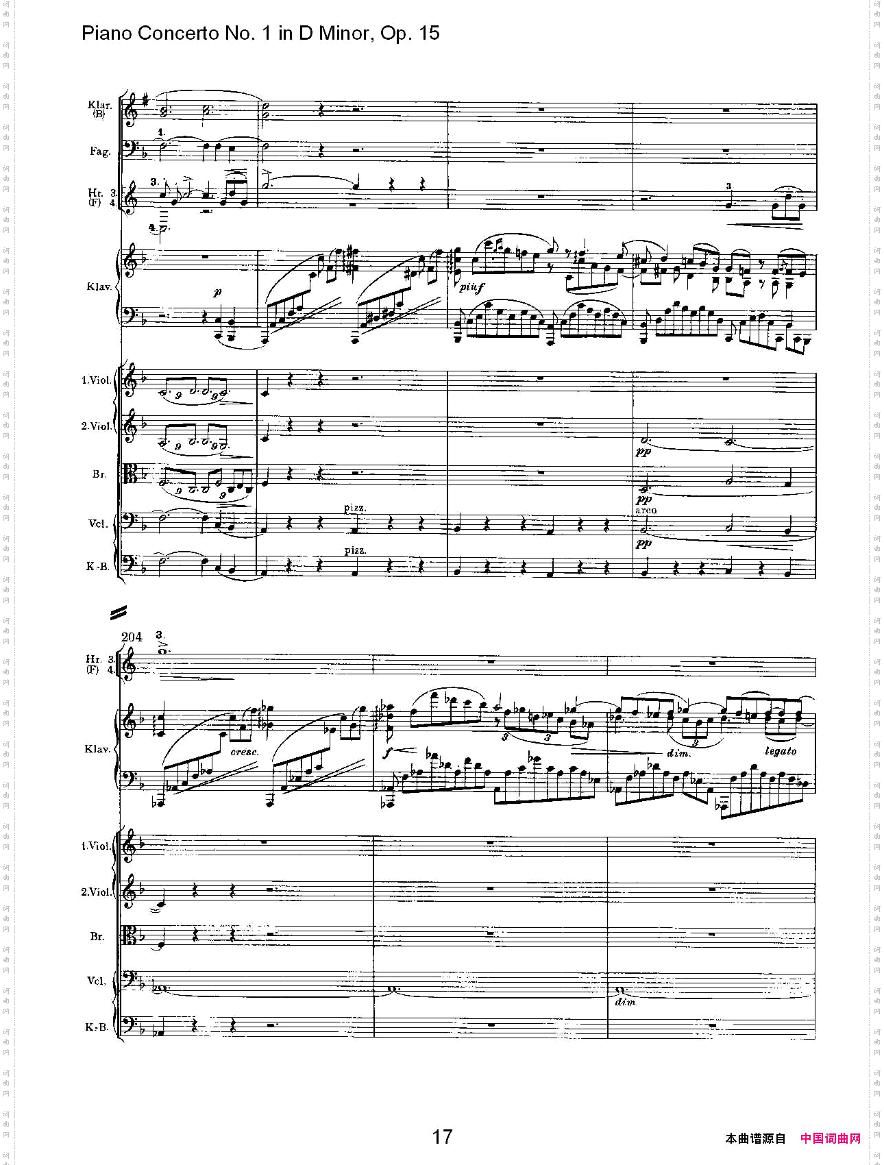 D小调钢琴第一协奏曲,Op.15第一乐章一