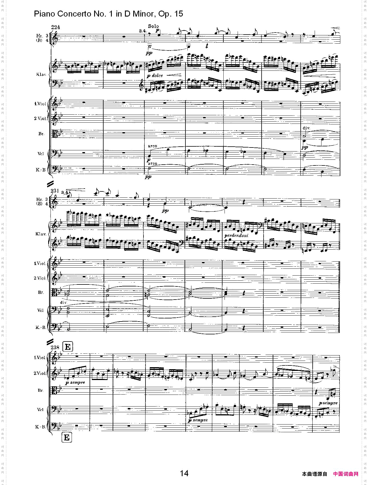 D小调钢琴第一协奏曲,Op.15第三乐章一