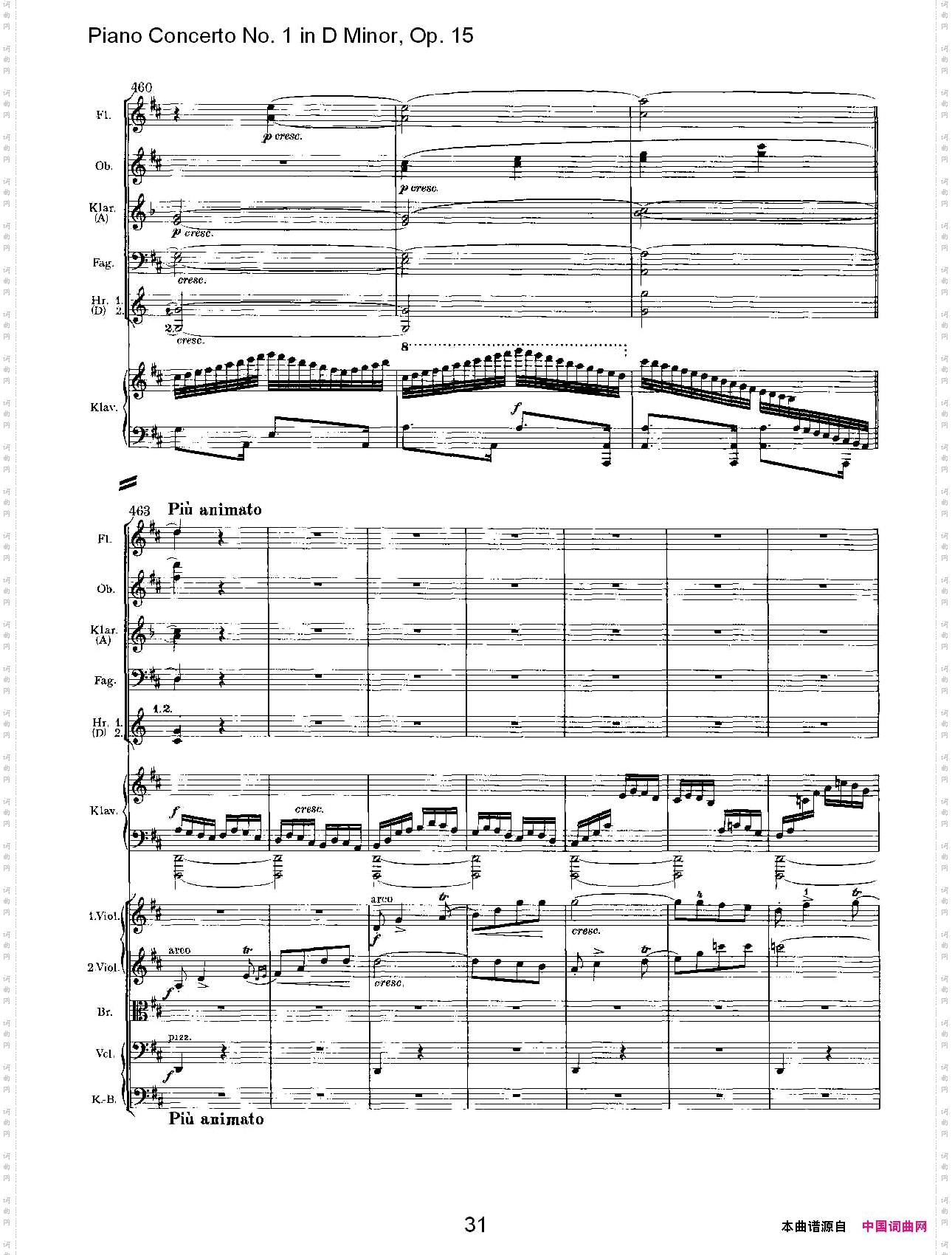 D小调钢琴第一协奏曲,Op.15第三乐章二