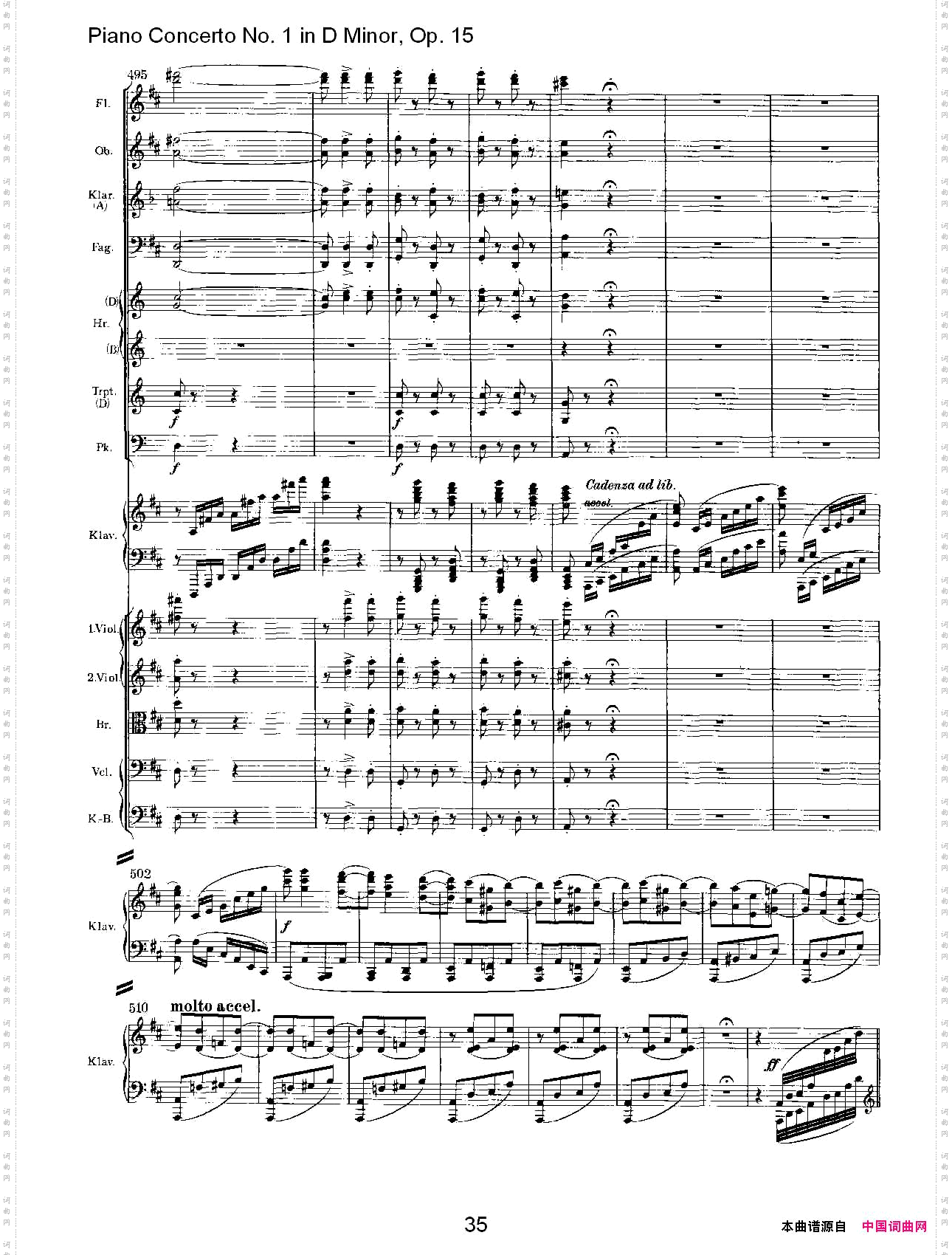 D小调钢琴第一协奏曲,Op.15第三乐章二