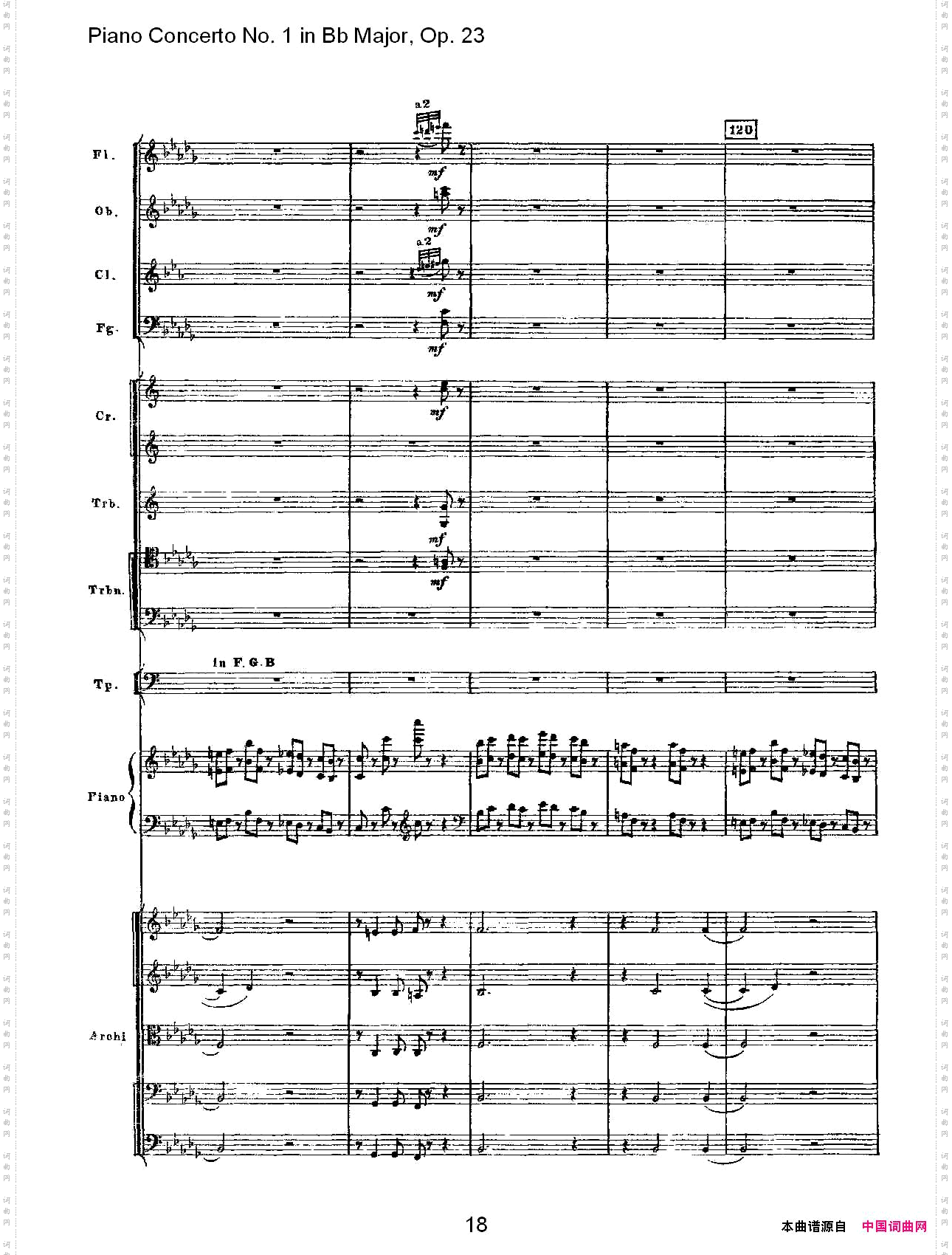 Bb大调第一钢琴协奏曲,Op.23第一乐章第一部一