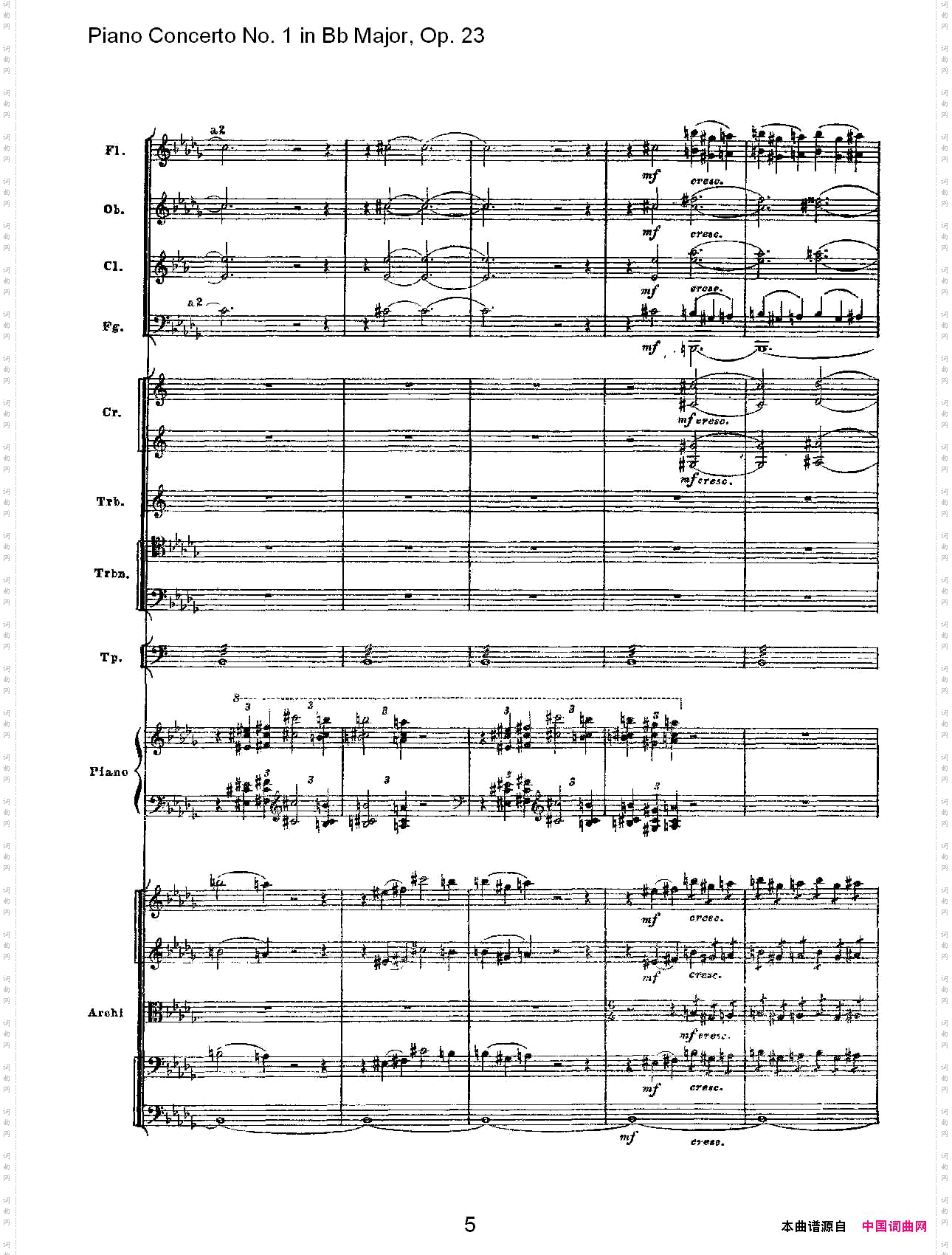 Bb大调第一钢琴协奏曲,Op.23第一乐章第二部一