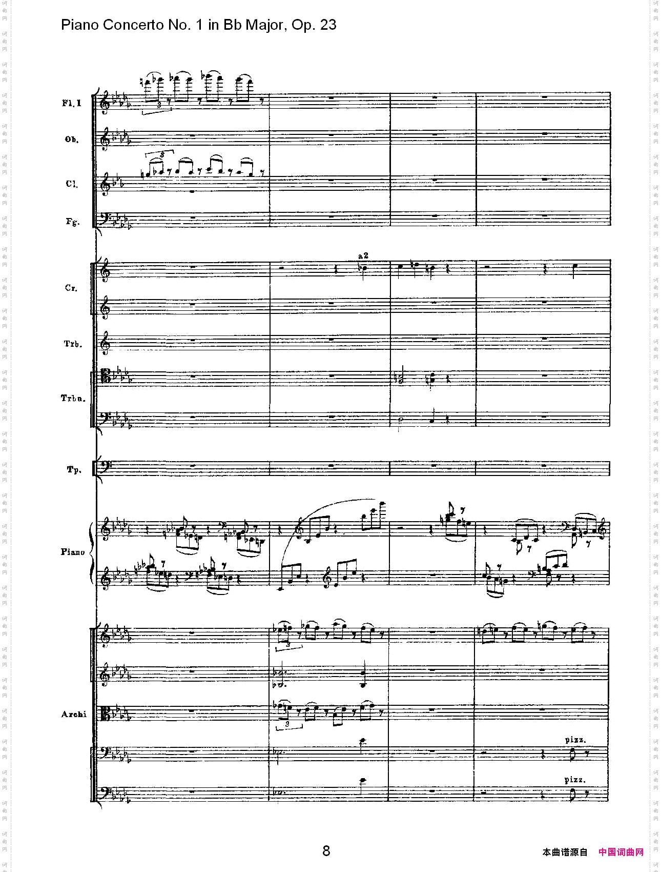 Bb大调第一钢琴协奏曲,Op.23第一乐章第二部一