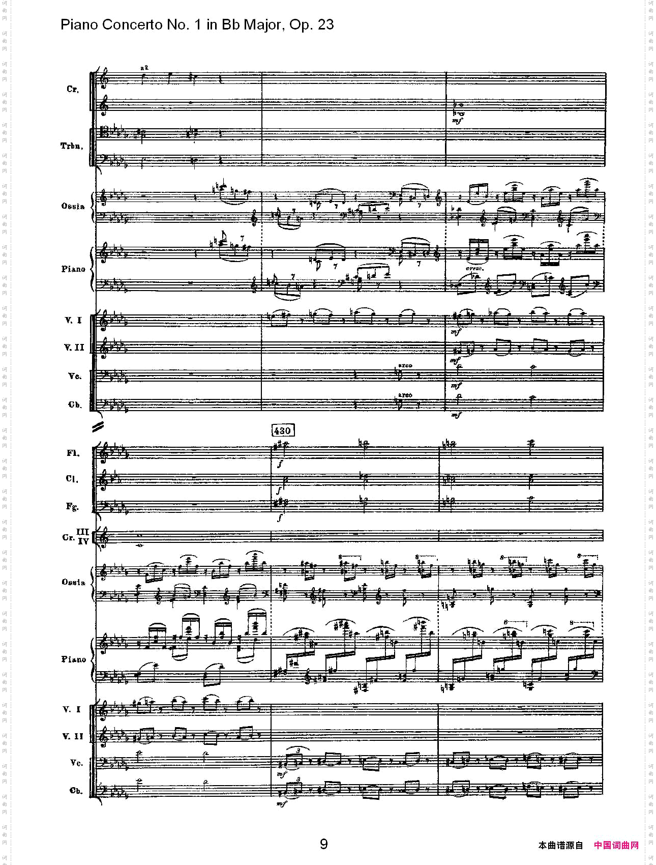 Bb大调第一钢琴协奏曲,Op.23第一乐章第二部一