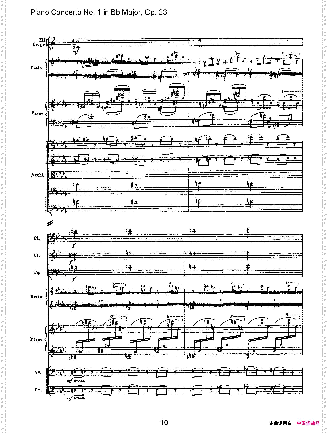 Bb大调第一钢琴协奏曲,Op.23第一乐章第二部一