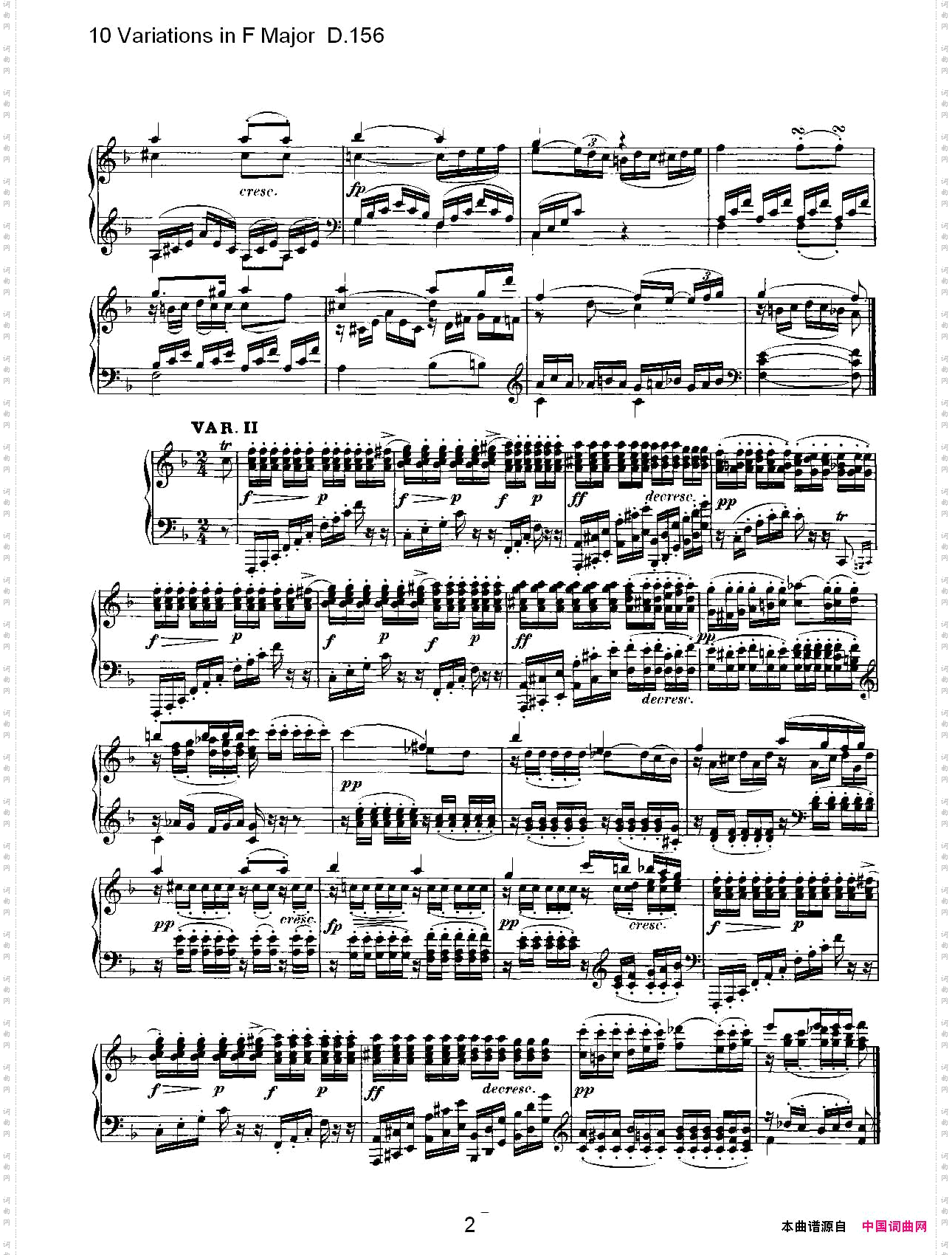 10VariationsinFMajorD.156F大调10变奏曲D.156