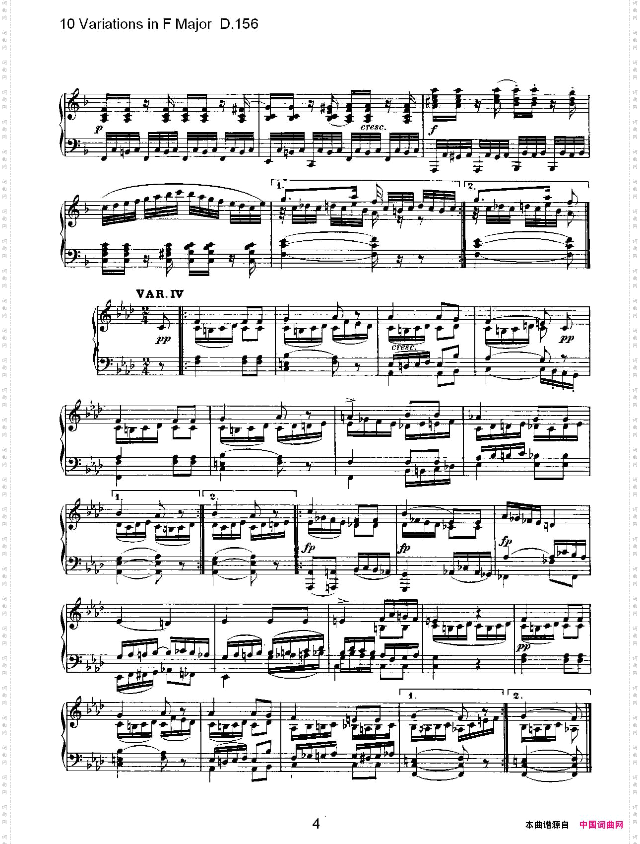 10VariationsinFMajorD.156F大调10变奏曲D.156