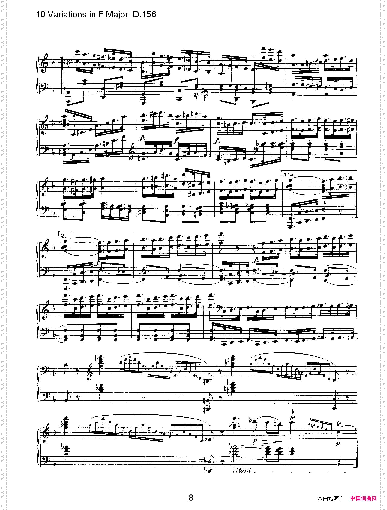 10VariationsinFMajorD.156F大调10变奏曲D.156