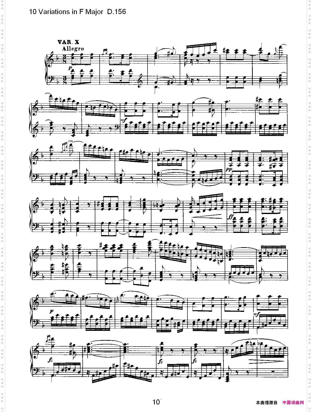10VariationsinFMajorD.156F大调10变奏曲D.156
