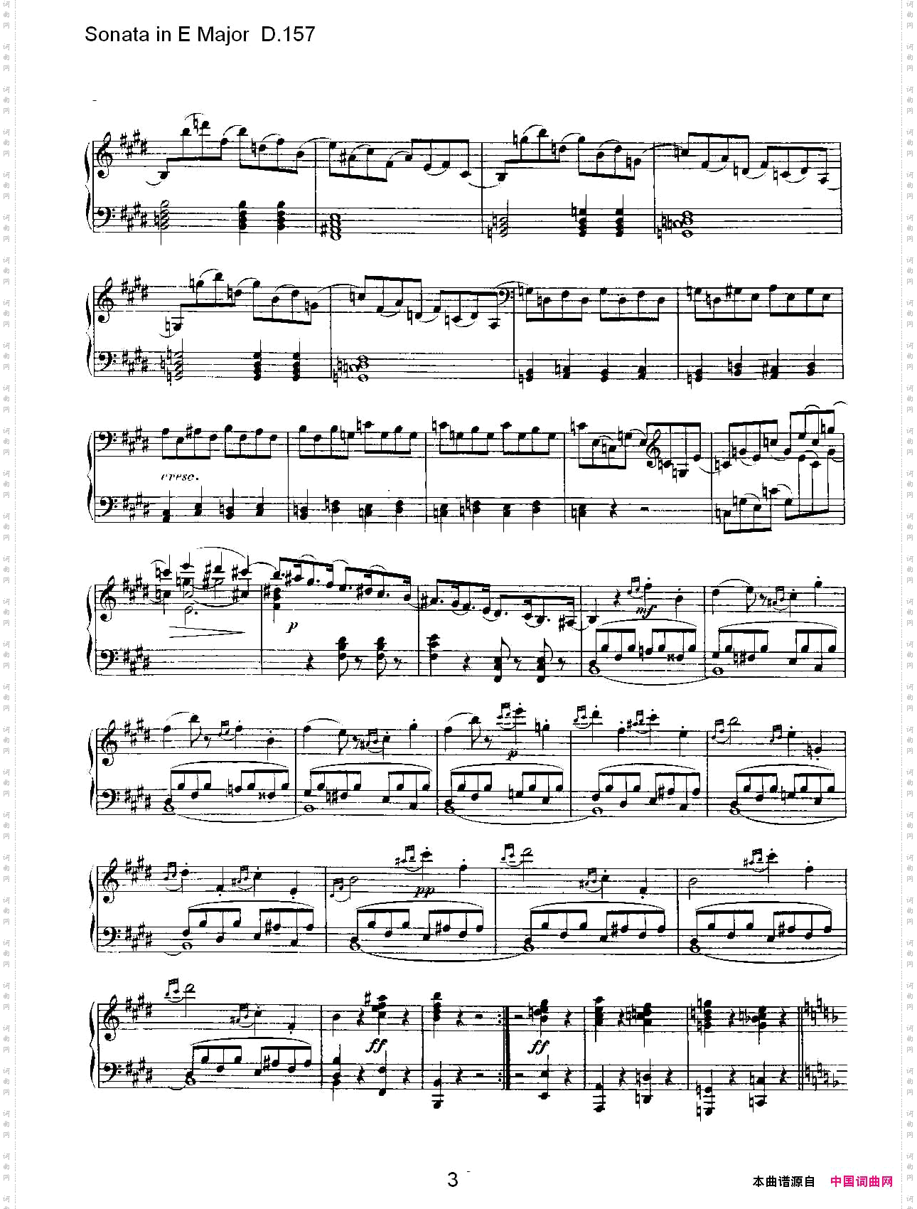 SonatainEMajorD.157E大调奏鸣曲D.157