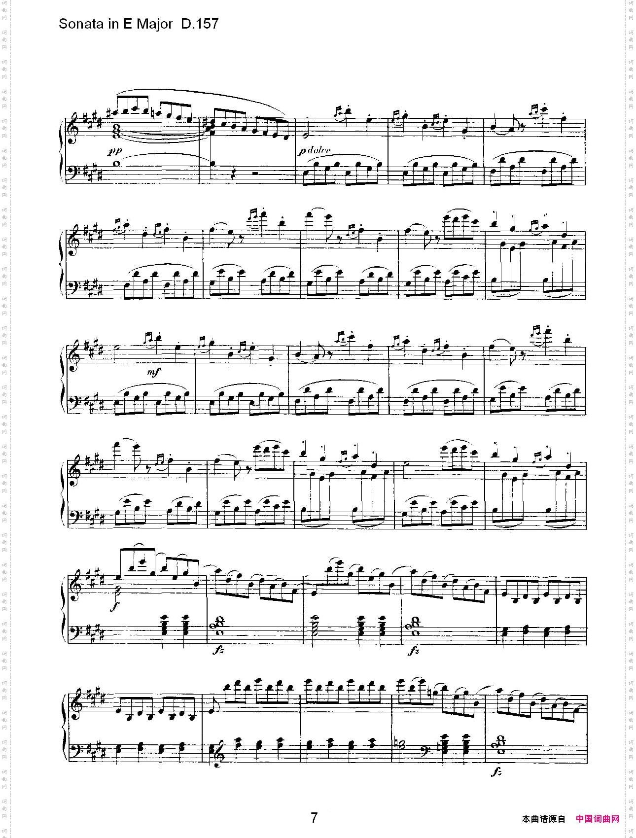 SonatainEMajorD.157E大调奏鸣曲D.157