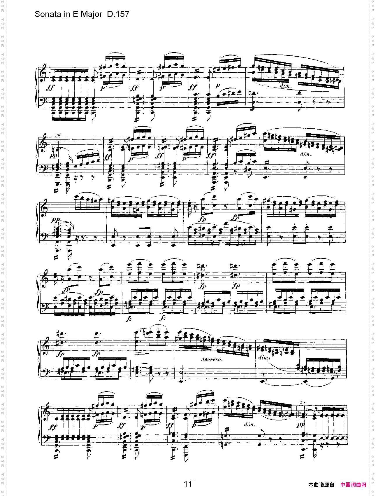 SonatainEMajorD.157E大调奏鸣曲D.157