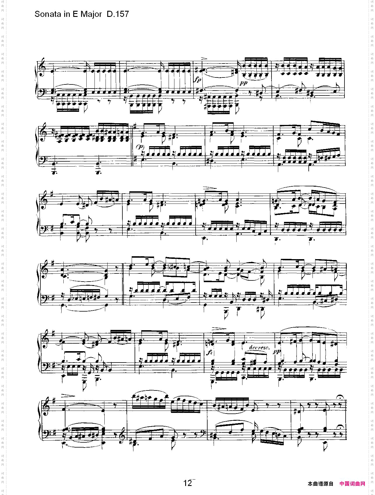 SonatainEMajorD.157E大调奏鸣曲D.157