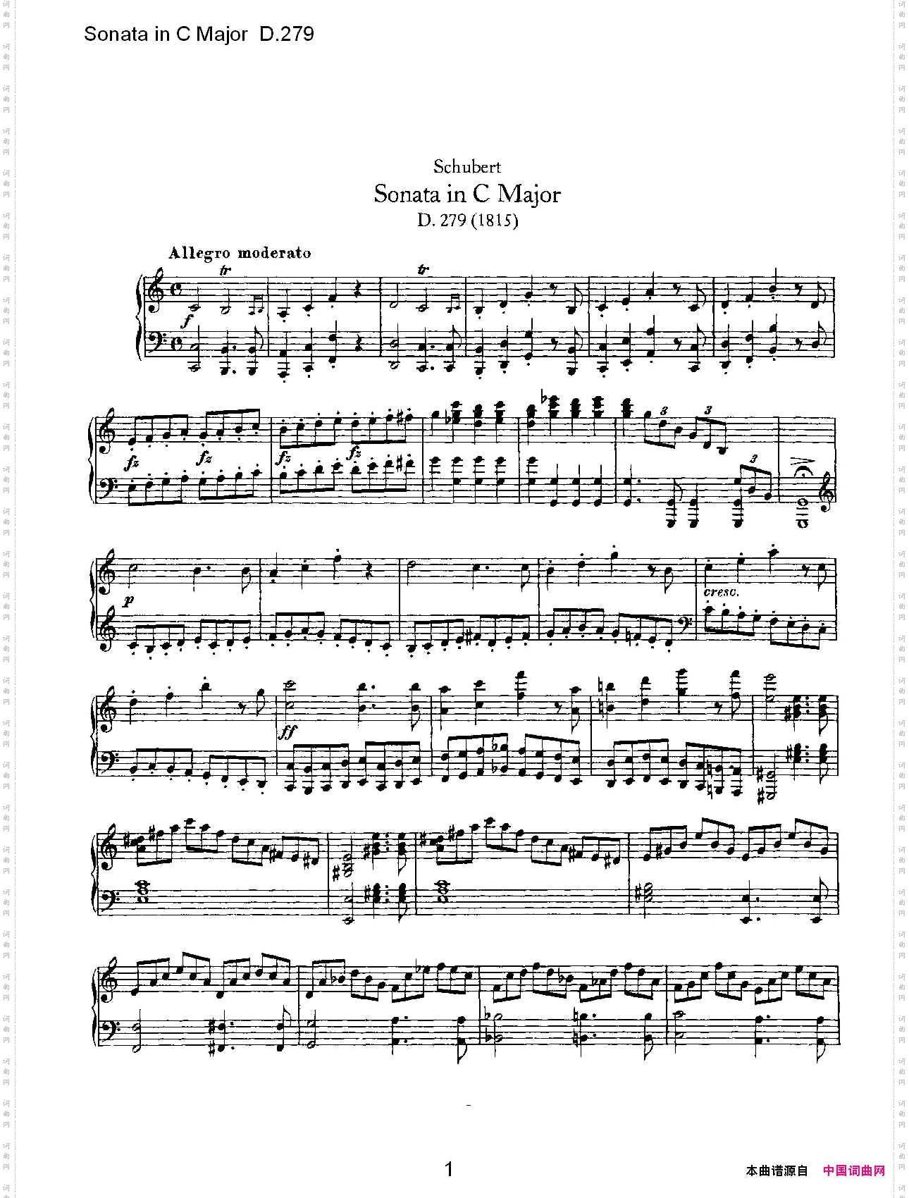 SonatainCMajorD.279C大调奏鸣曲D.279