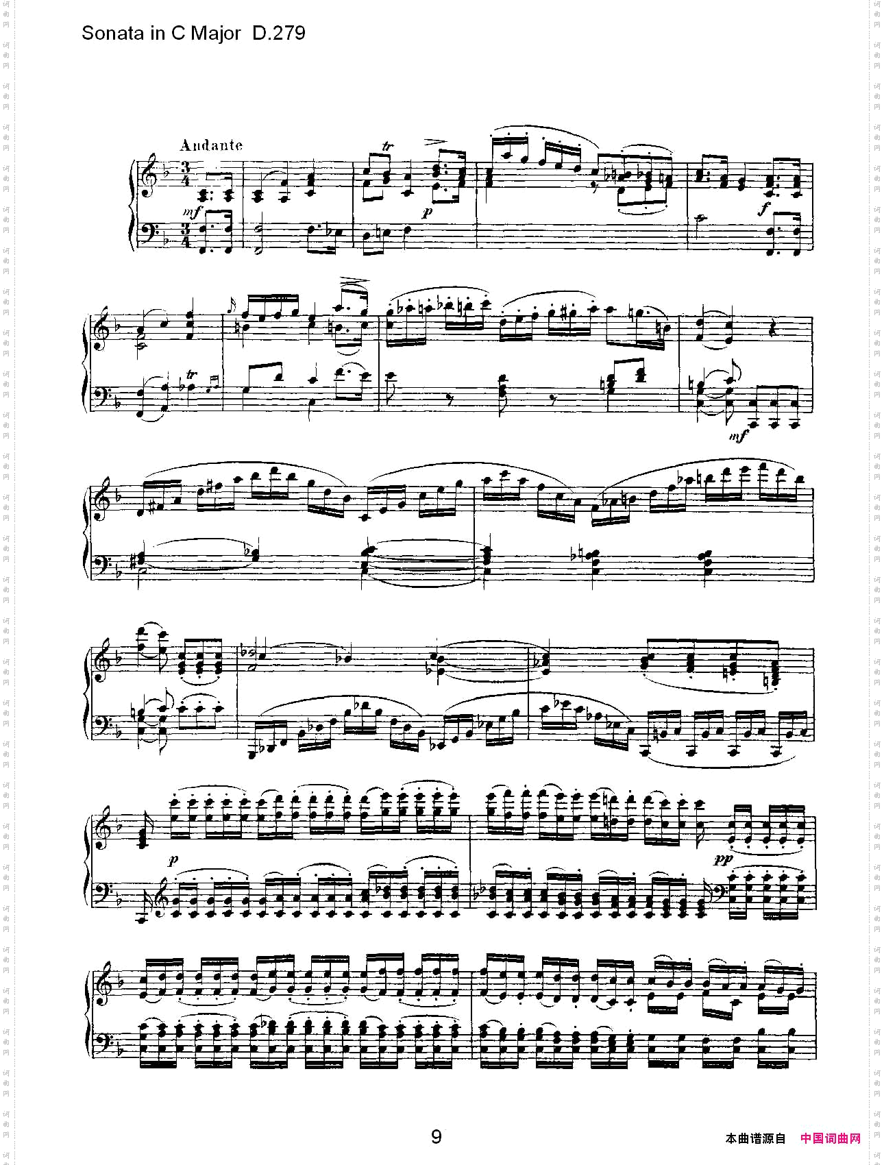 SonatainCMajorD.279C大调奏鸣曲D.279