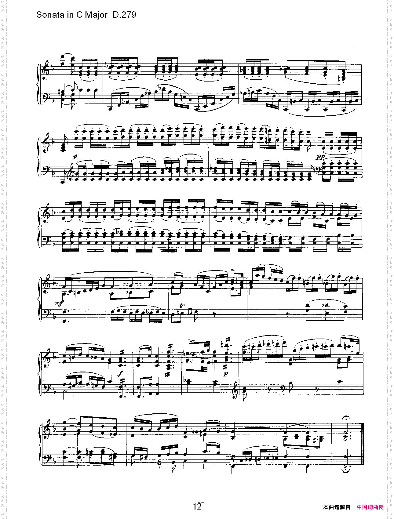 SonatainCMajorD.279C大调奏鸣曲D.279