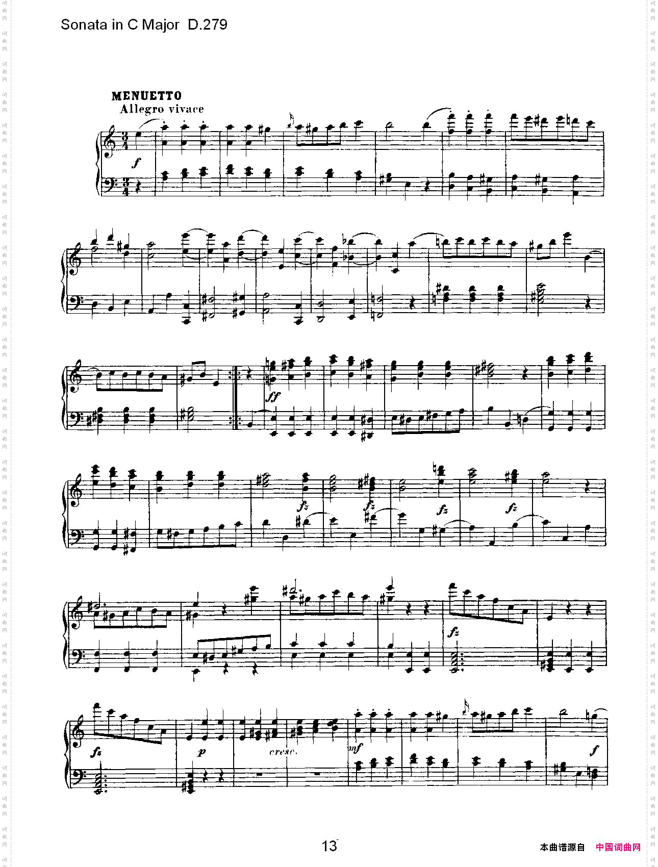 SonatainCMajorD.279C大调奏鸣曲D.279