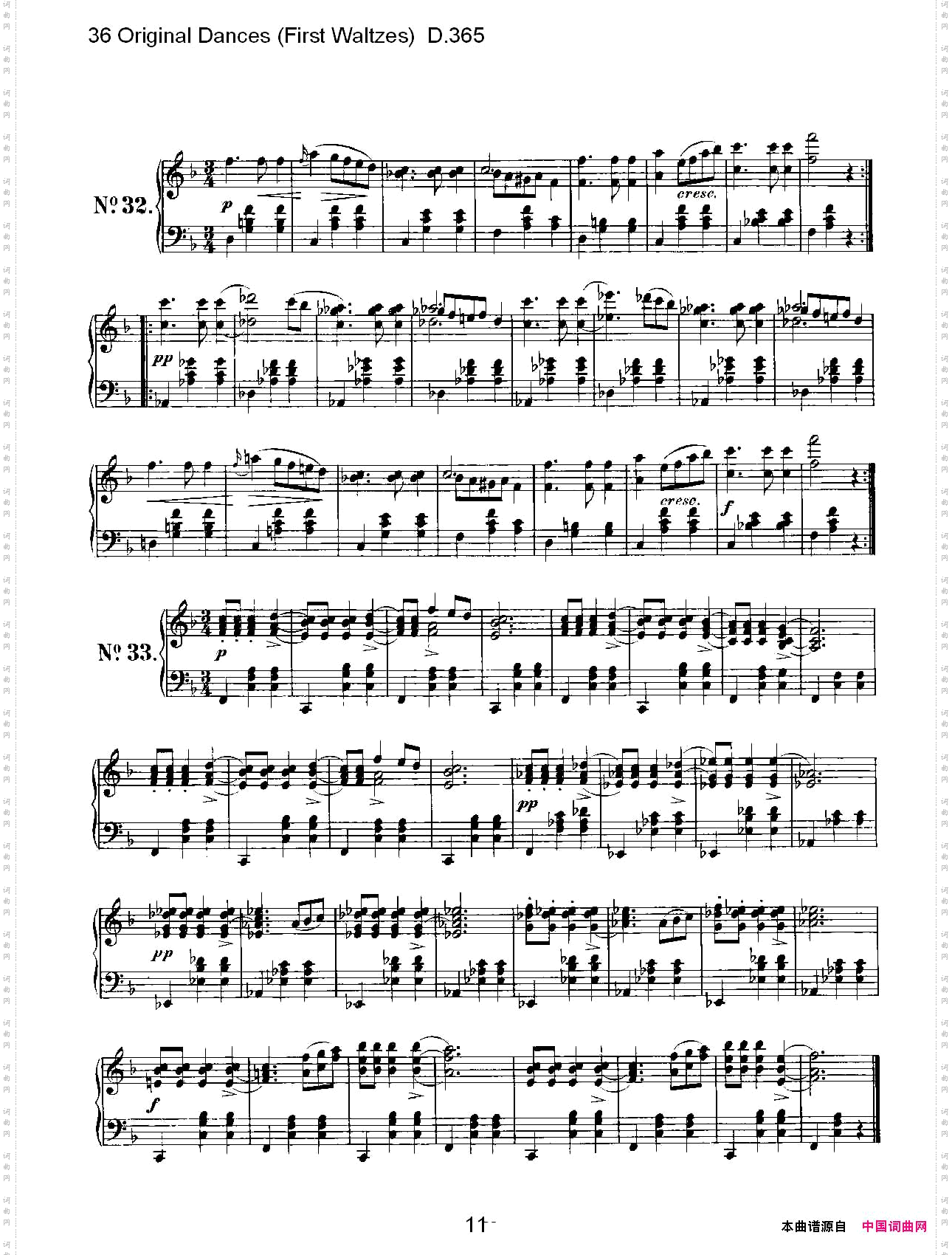 36OriginalDancesFirstWaltzesD.36536原生态舞曲第一华尔兹舞曲D.365