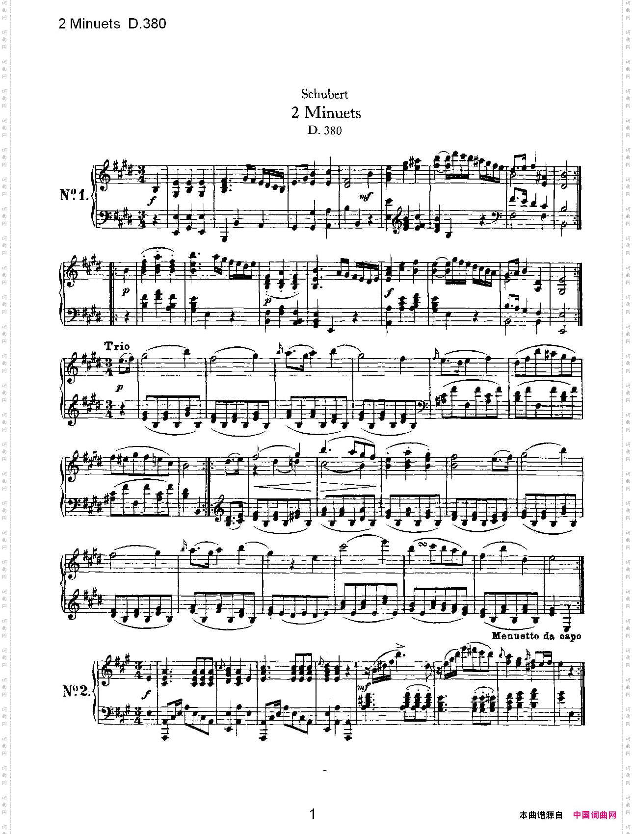 2MinuetsD.3802米奴哀小步舞曲D.380