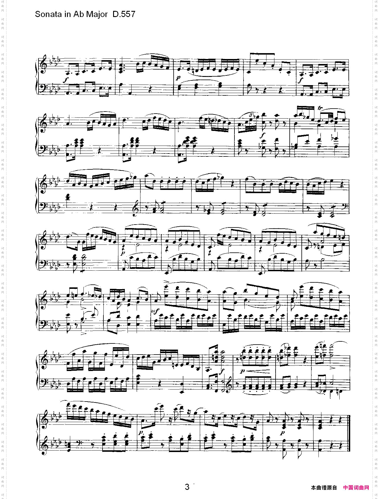 SonatainAbMajorD.557Ab大调奏鸣曲D.557