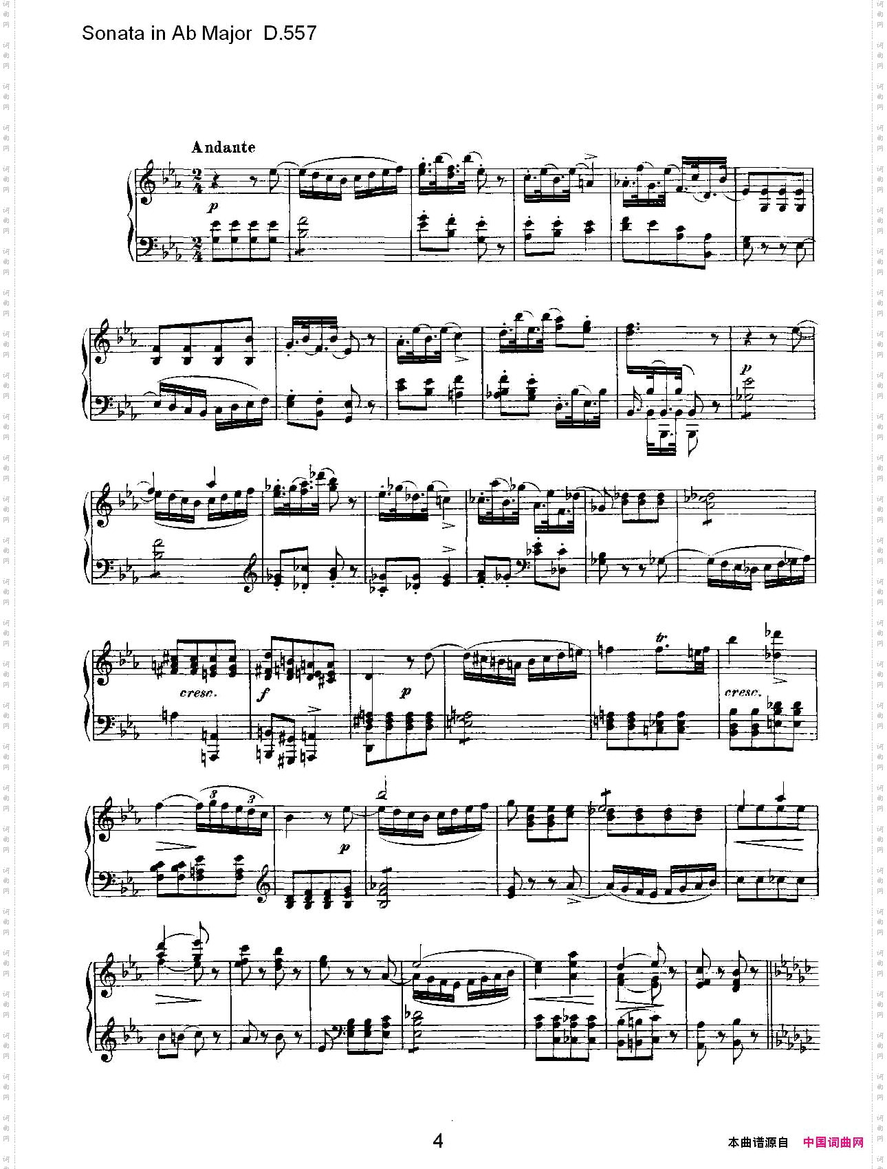 SonatainAbMajorD.557Ab大调奏鸣曲D.557