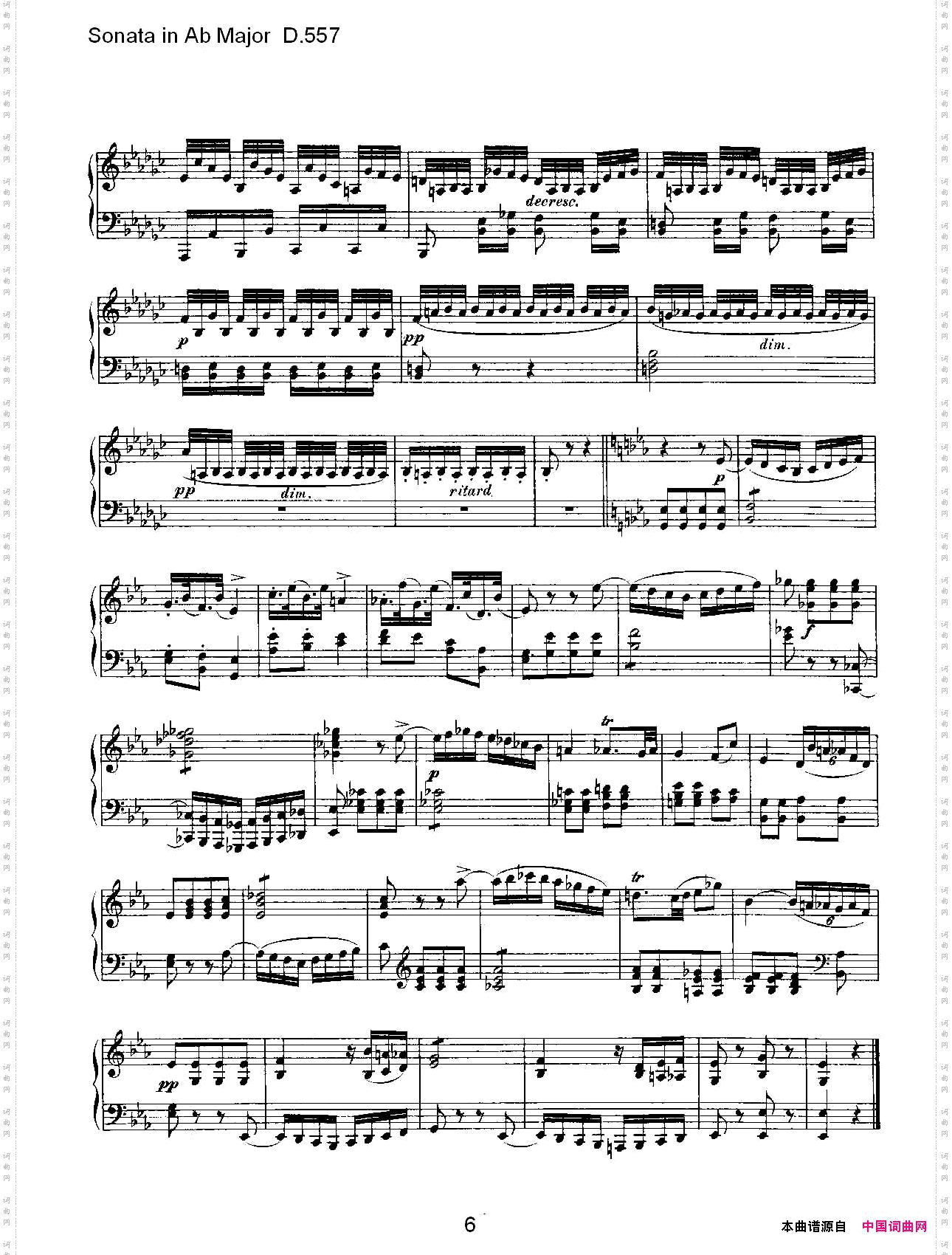 SonatainAbMajorD.557Ab大调奏鸣曲D.557