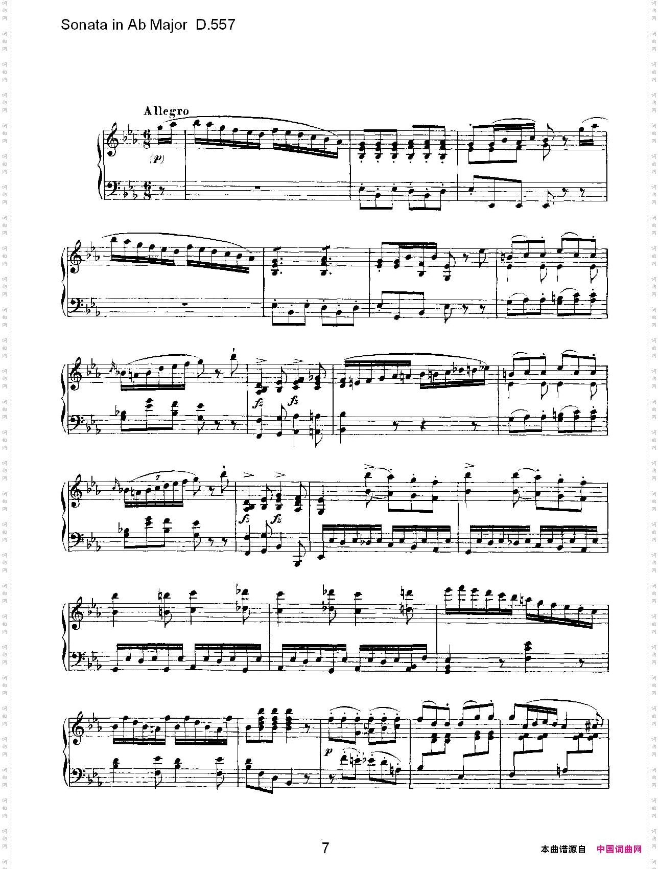 SonatainAbMajorD.557Ab大调奏鸣曲D.557