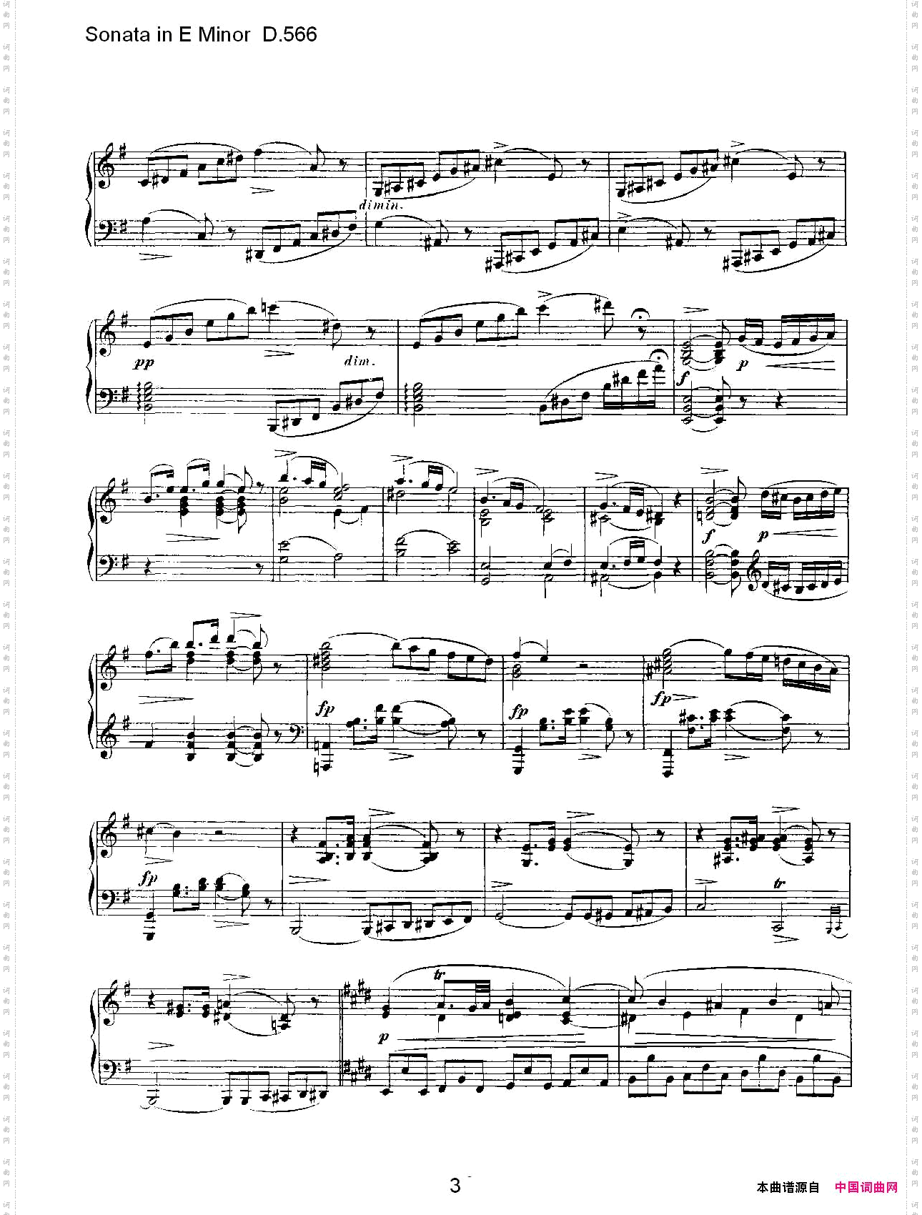 SonatainEMinorD.566E小调奏鸣曲D.566