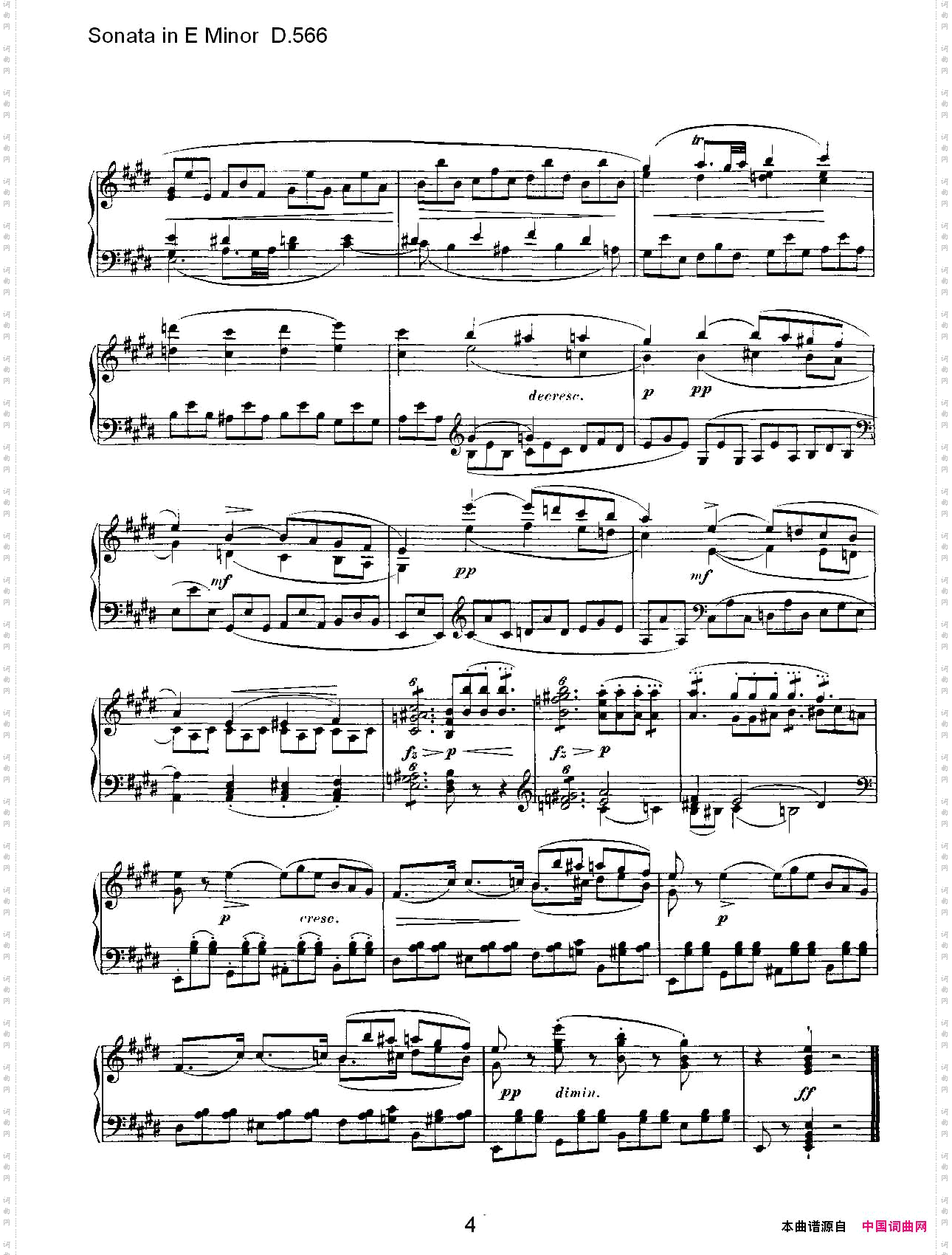 SonatainEMinorD.566E小调奏鸣曲D.566