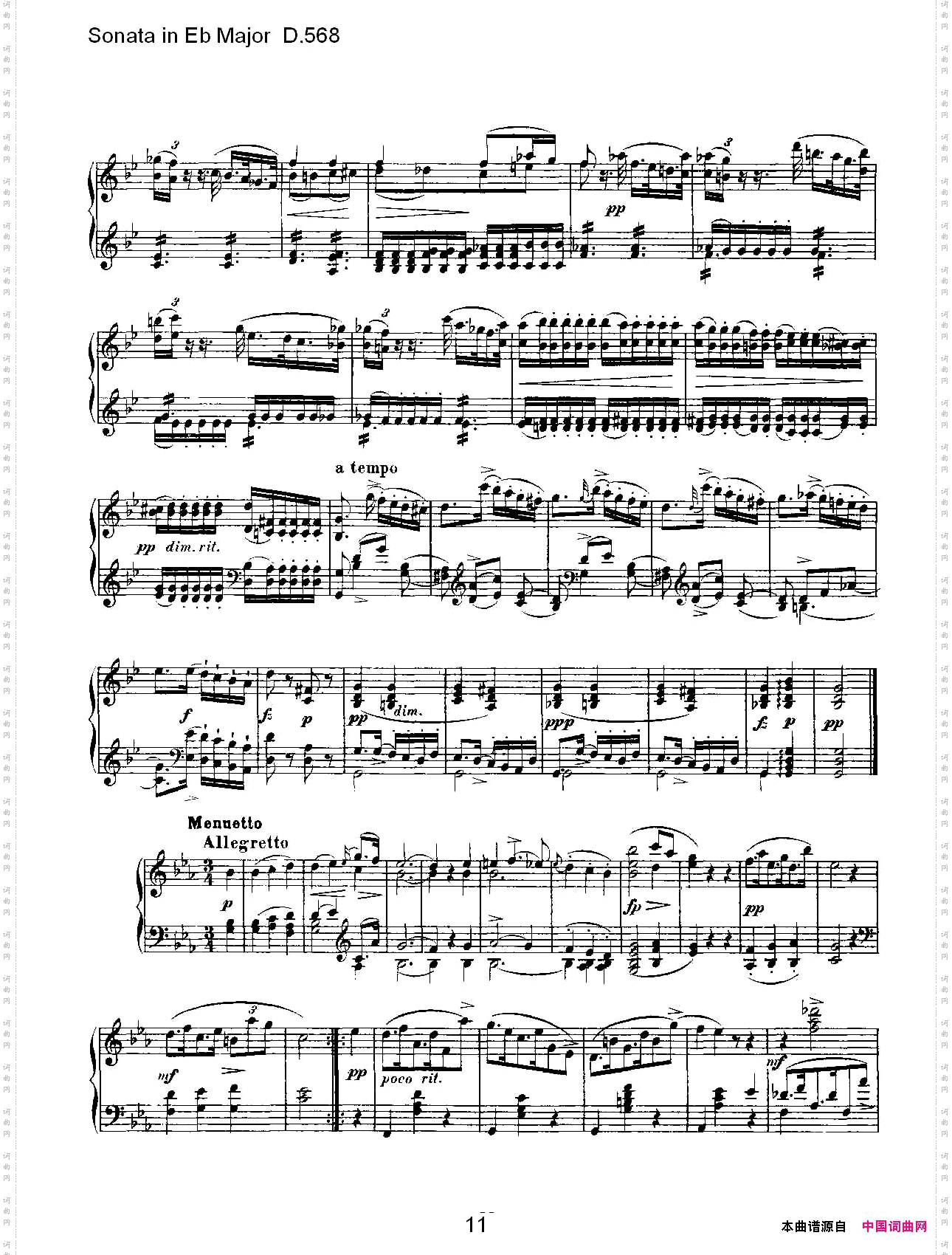 SonatainEbMajorD.568Eb大调奏鸣曲D.568