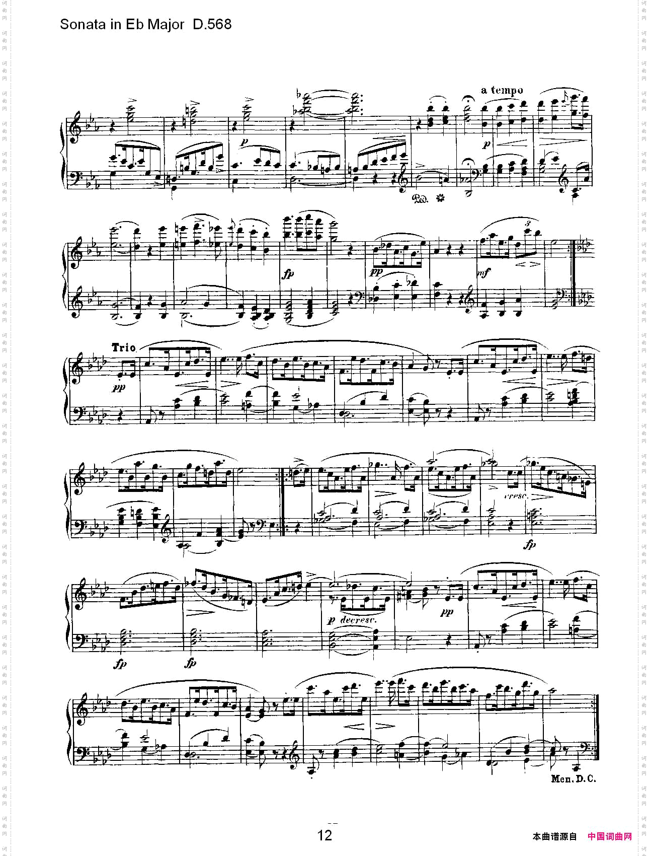SonatainEbMajorD.568Eb大调奏鸣曲D.568