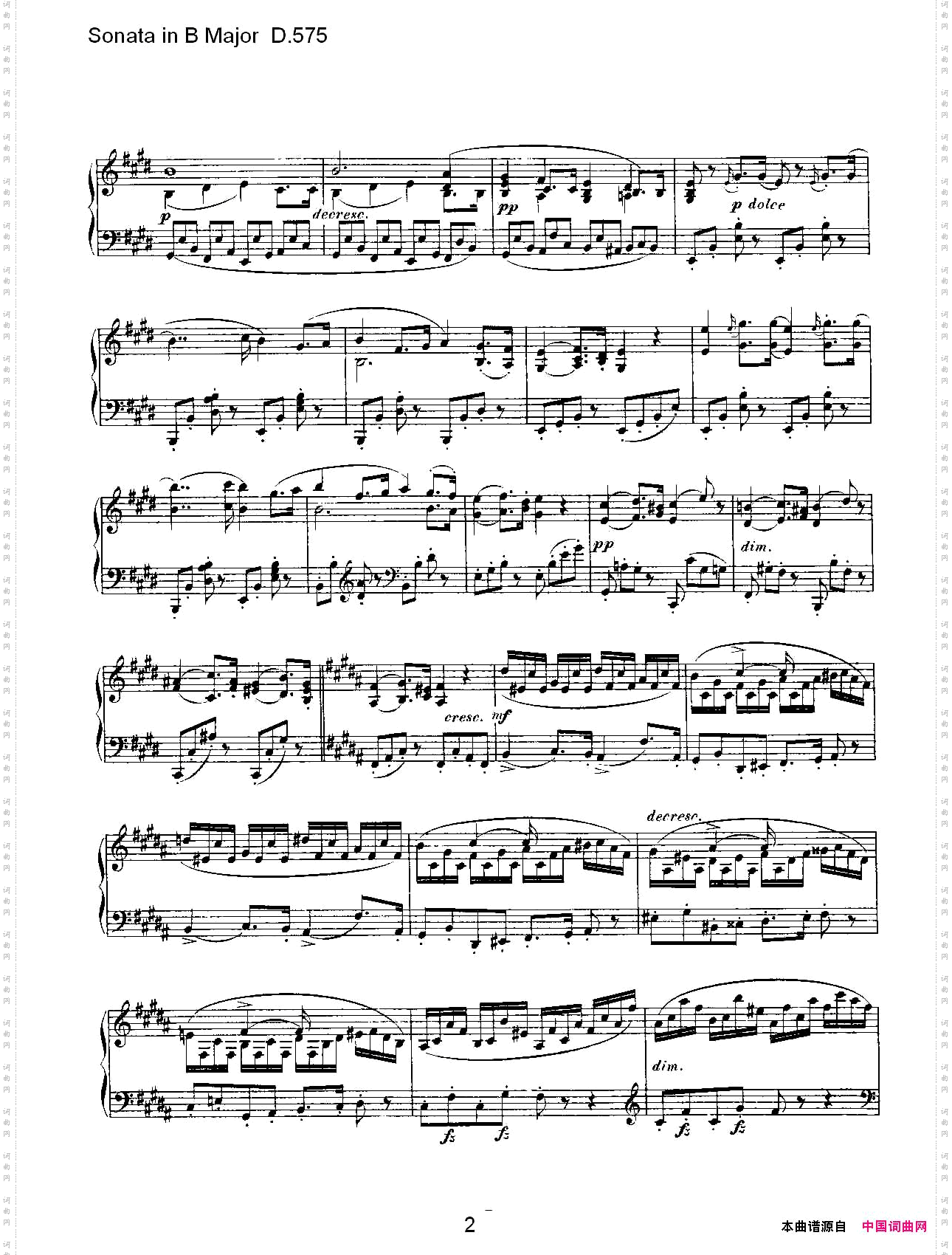 SonatainBMajorD.575B大调奏鸣曲D.575