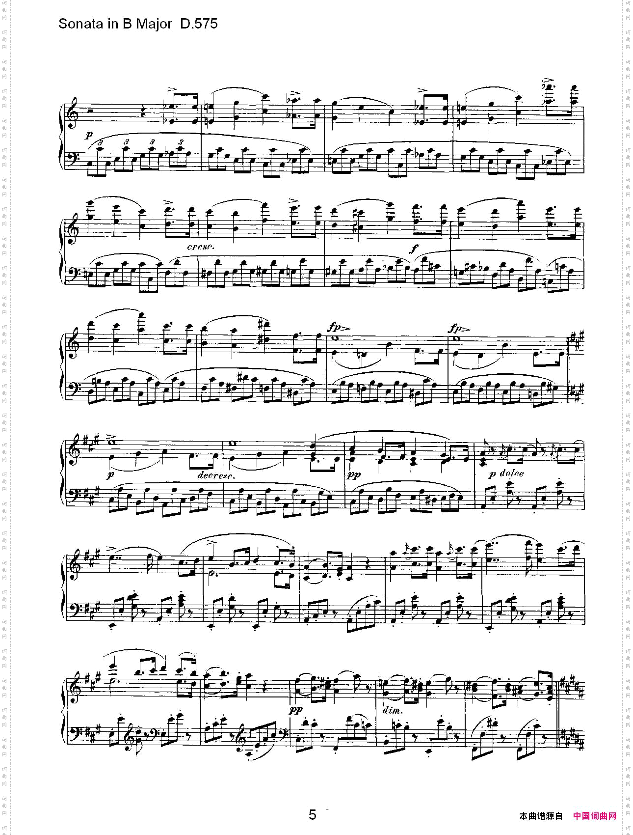 SonatainBMajorD.575B大调奏鸣曲D.575
