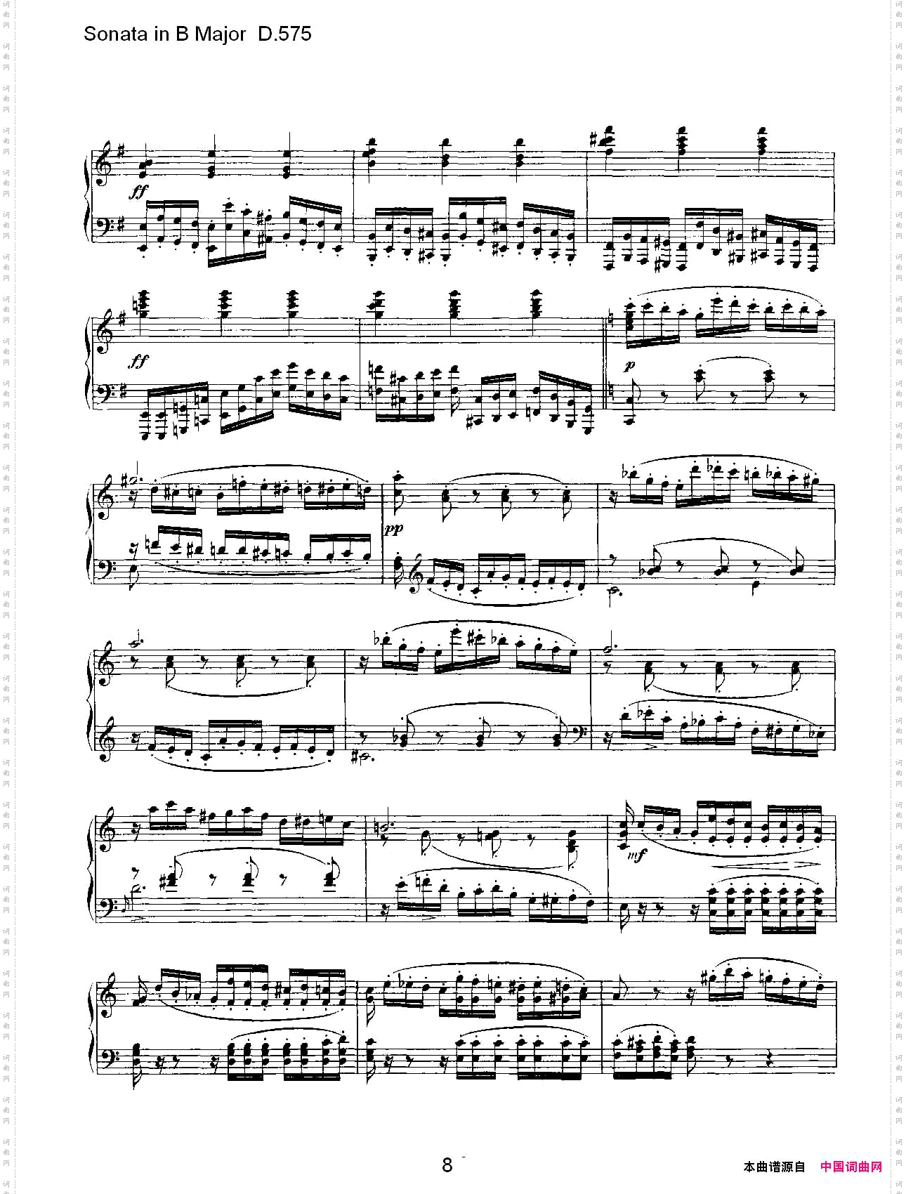 SonatainBMajorD.575B大调奏鸣曲D.575