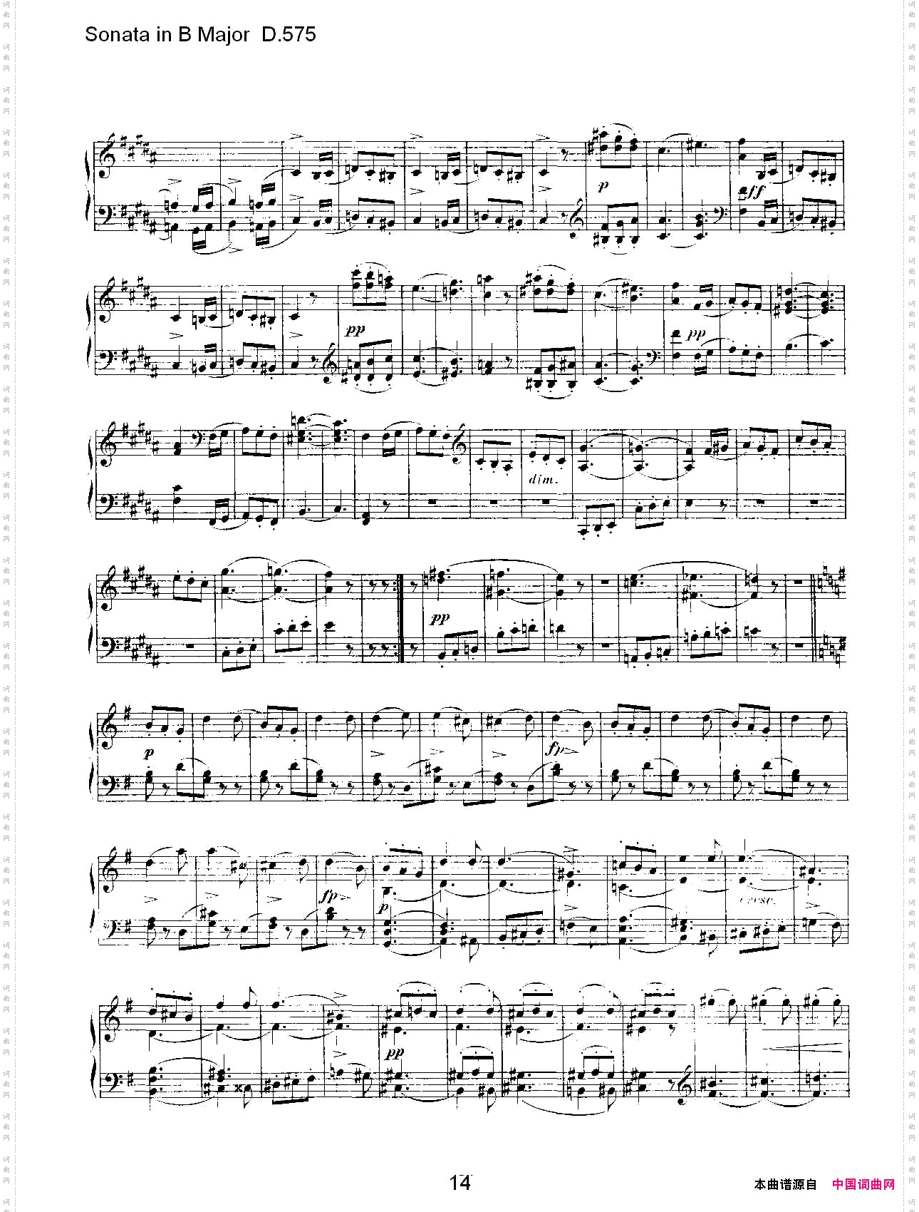SonatainBMajorD.575B大调奏鸣曲D.575