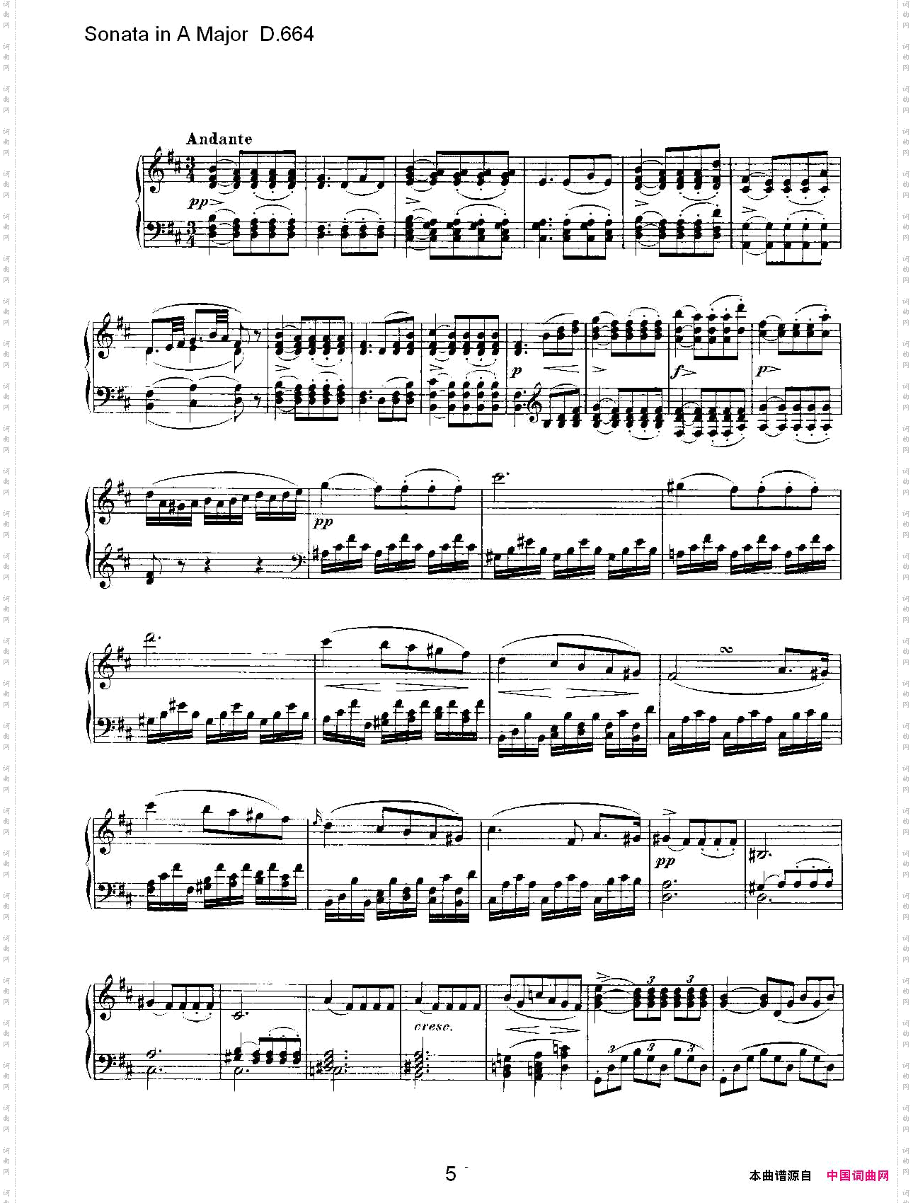 SonatainAMajorD.664A大调奏鸣曲D.664