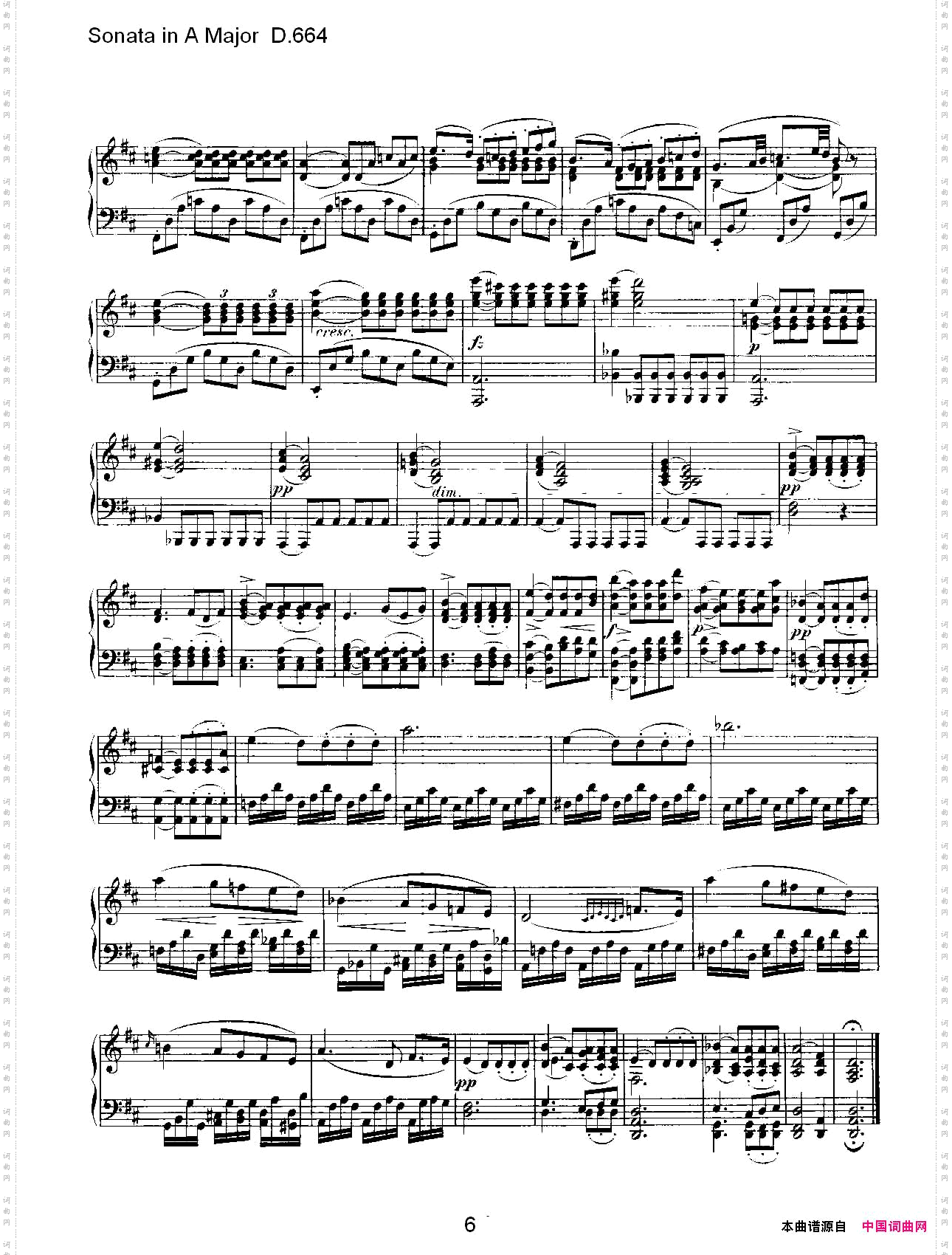 SonatainAMajorD.664A大调奏鸣曲D.664