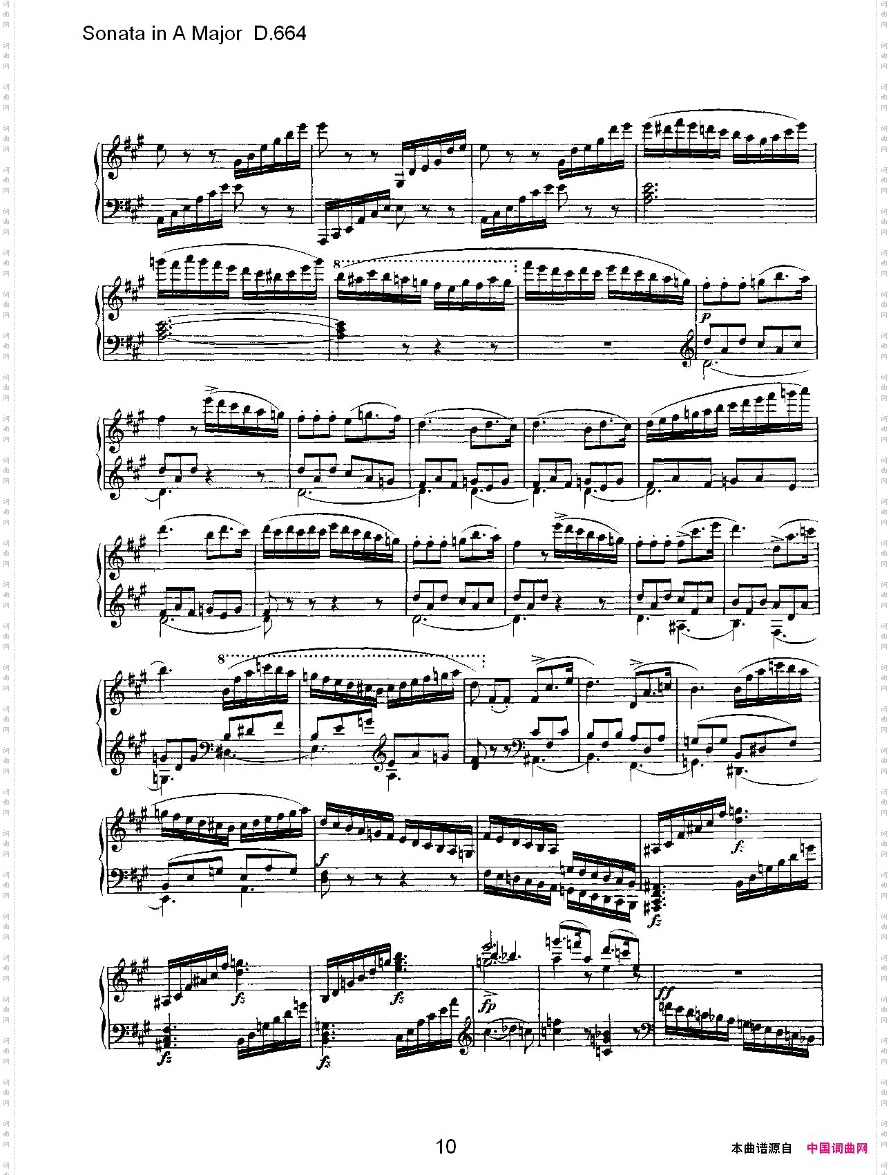 SonatainAMajorD.664A大调奏鸣曲D.664