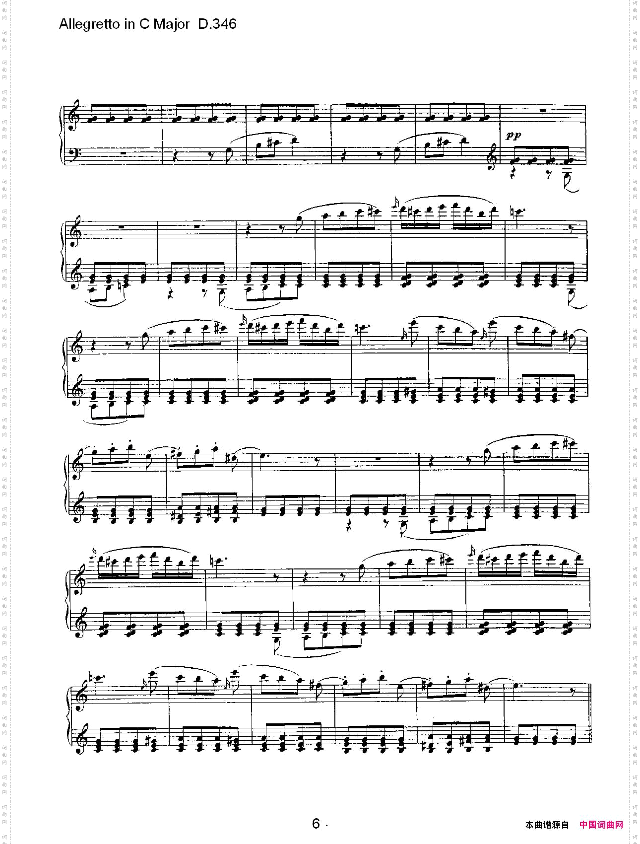 AllegrettoinCMajorD.346C大调快板D.346